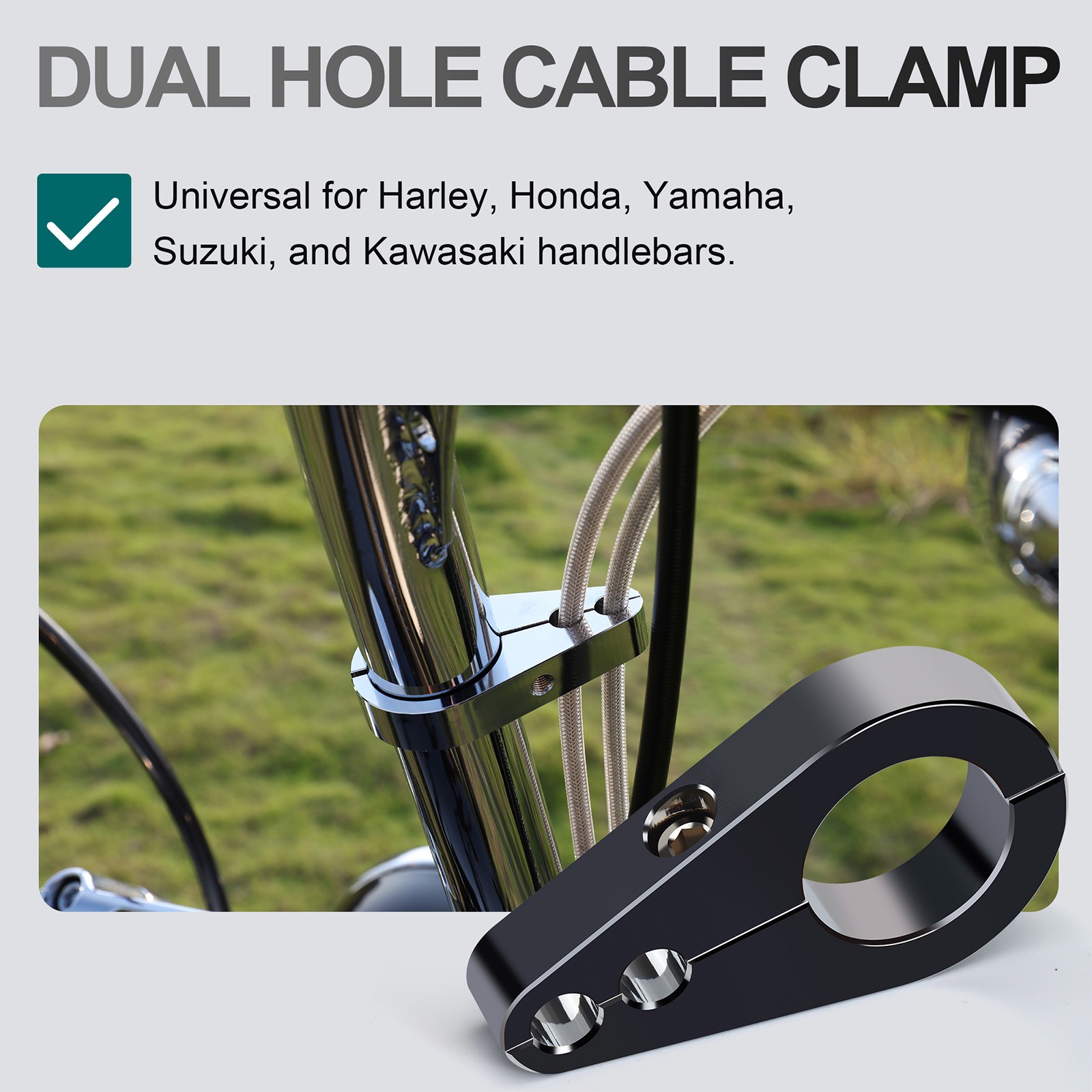1″ Handlebar Frame Dual Throttle Clutch Cable Brake Line Clamp for Harley Can-Am