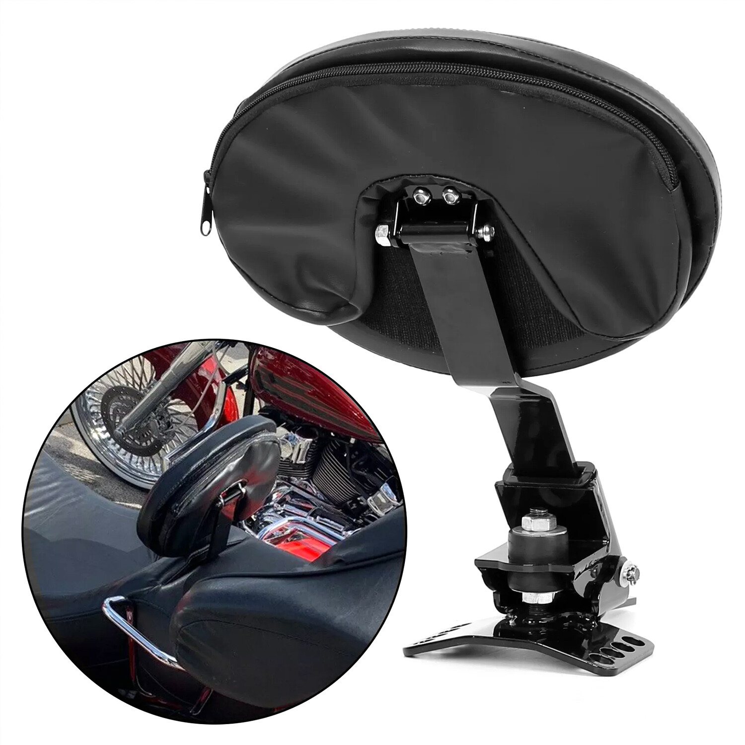 Plug-in Driver Rider Backrest Pad For Harley CVO Touring Road King Glide 97-23