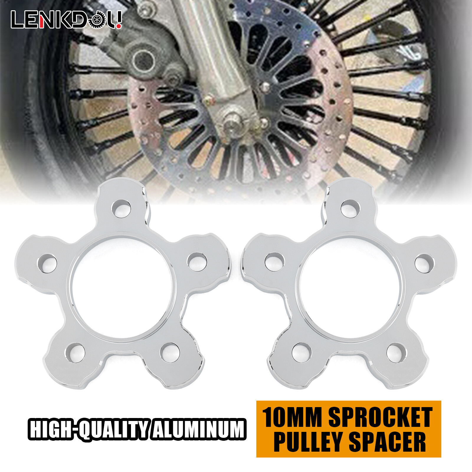 Chrome 10mm Thick Wheel Rotor Pulley Spacers For Harley Touring Flht 1984-2008