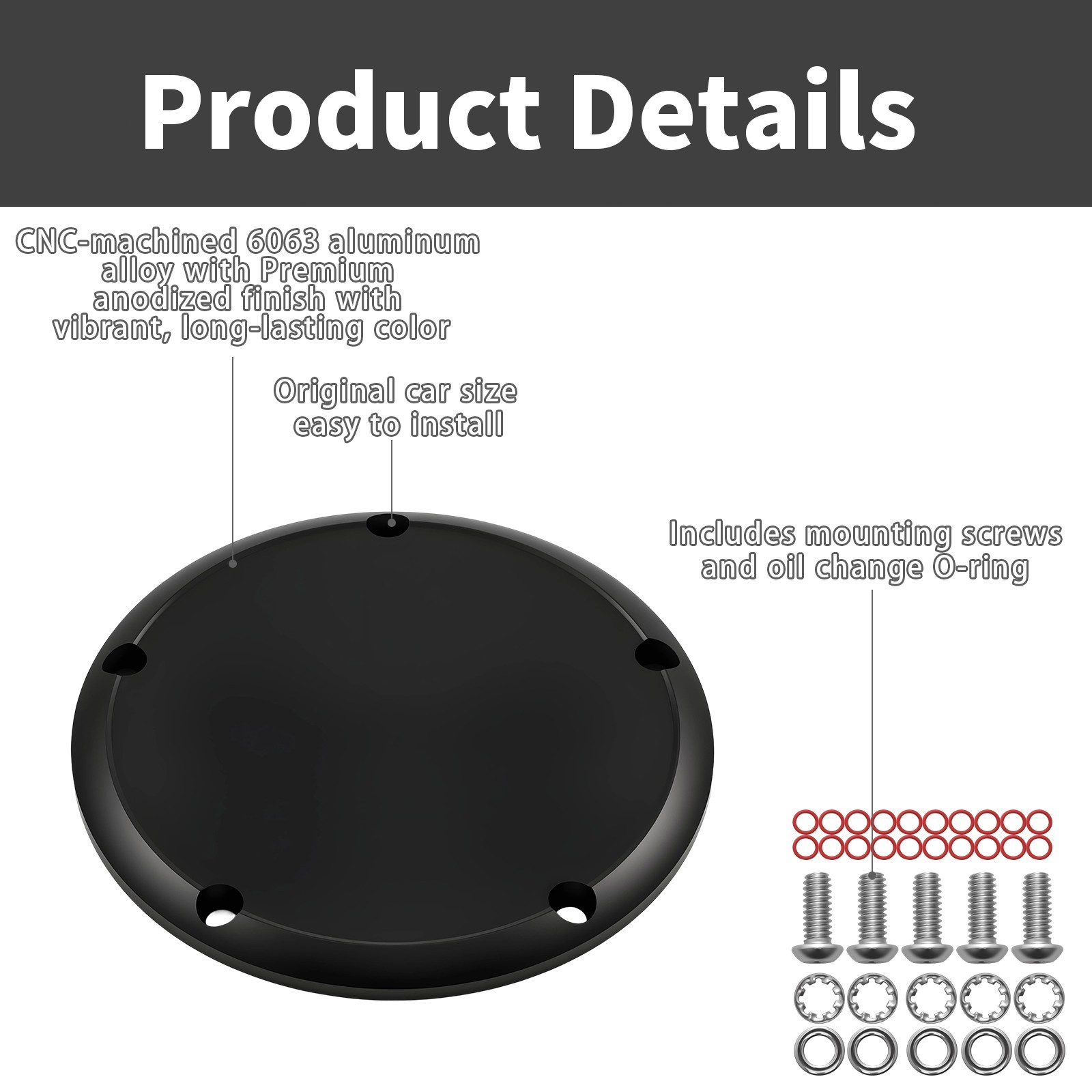 Black 5 Holes Derby Timer Engine Timing Cover For Harley Touring Dyna Softail