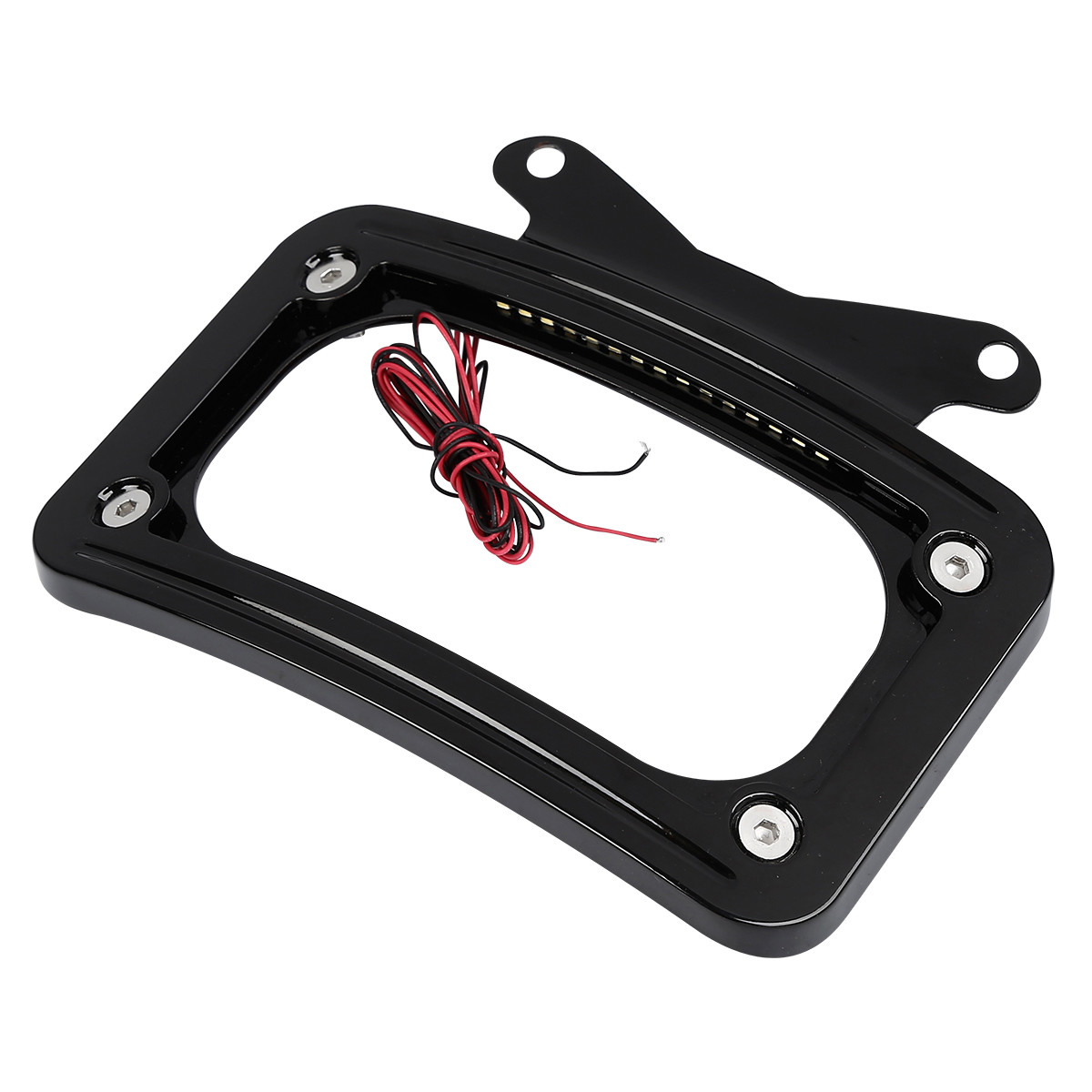 Curved License Plate Frame w/ LED Light Fit For Harley Touring Street Road Glide
