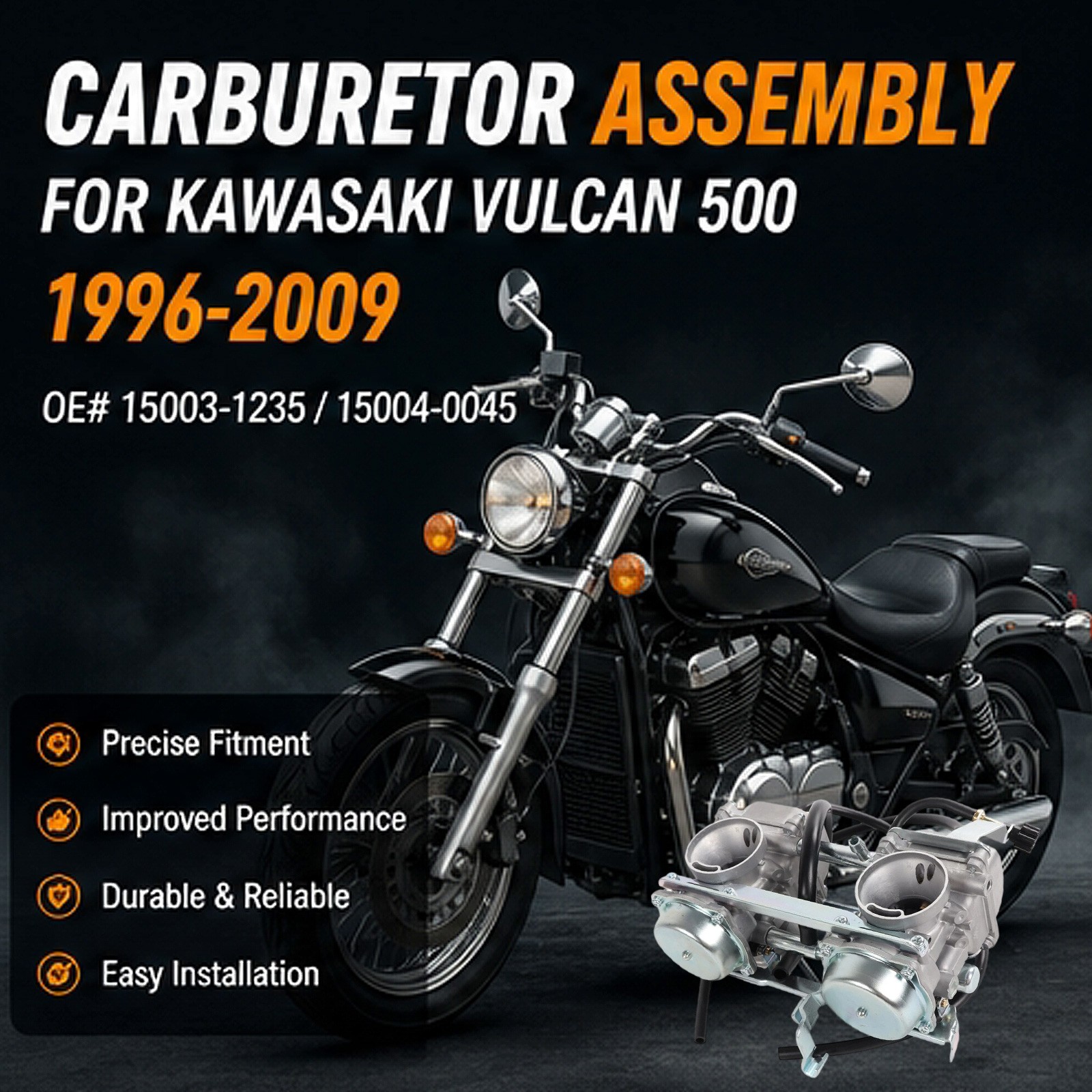 Carburetor 15004-0045 For 1996-2009 Kawasaki Vulcan 500 LTD EN500C 15003-1235XIF