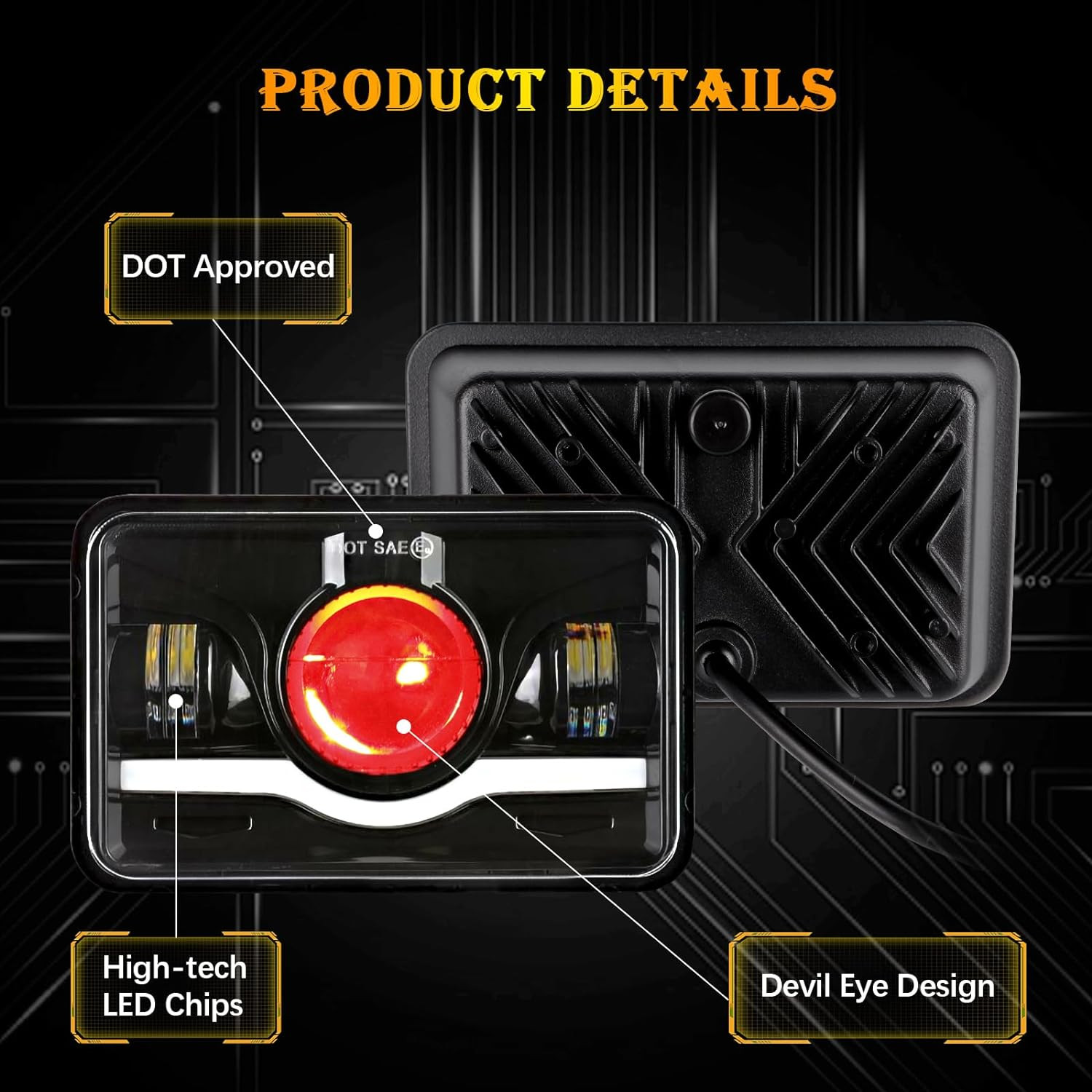 4×6 inch LED Headlight Projector High Low Sealed Beam For YAMAHA TW200 DT 125 RE