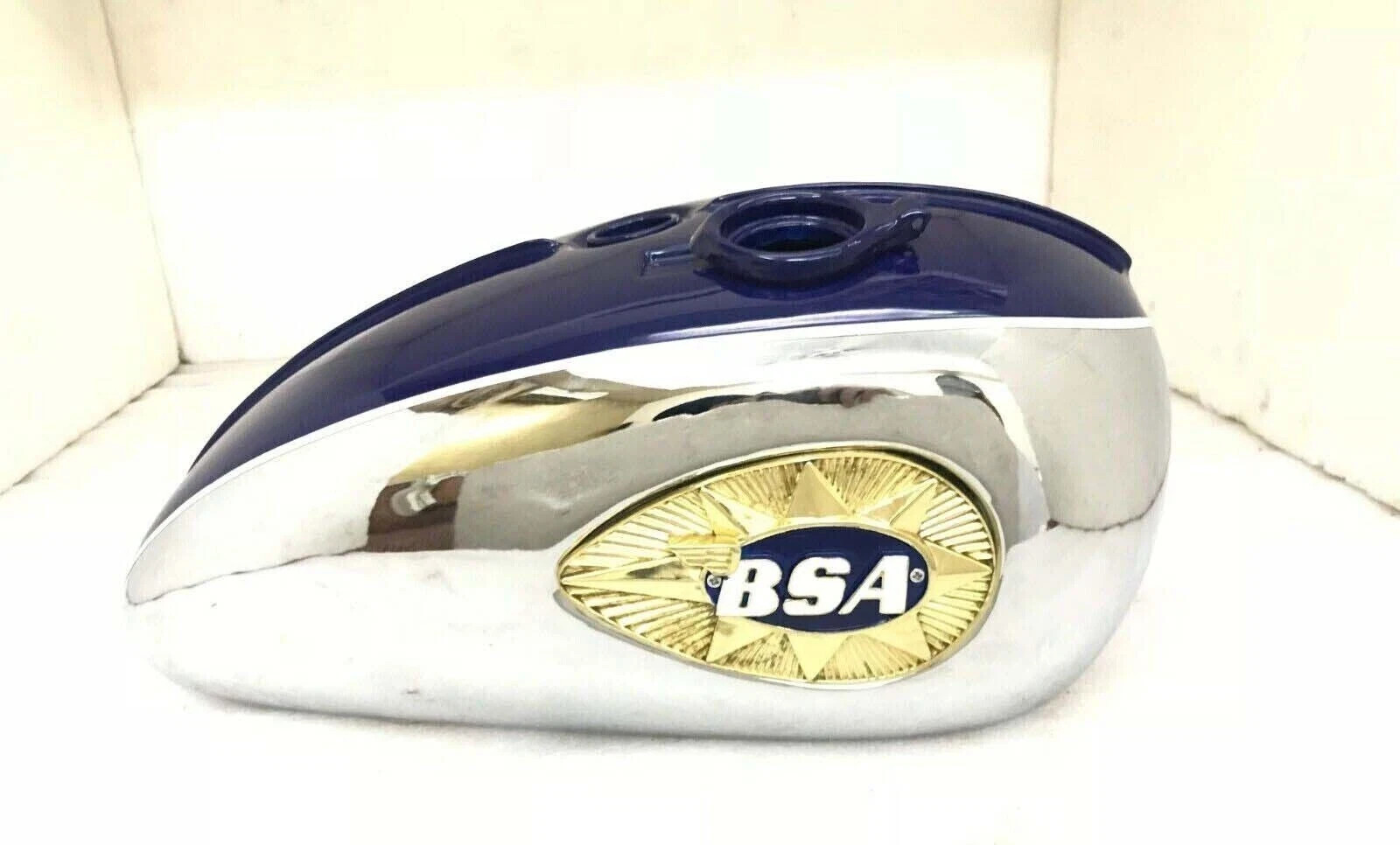 BSA A65 2 GALLON BLUE & CHROME STEEL PETROL FUEL GAS TANK+CAP 1968-1969 |Fit For