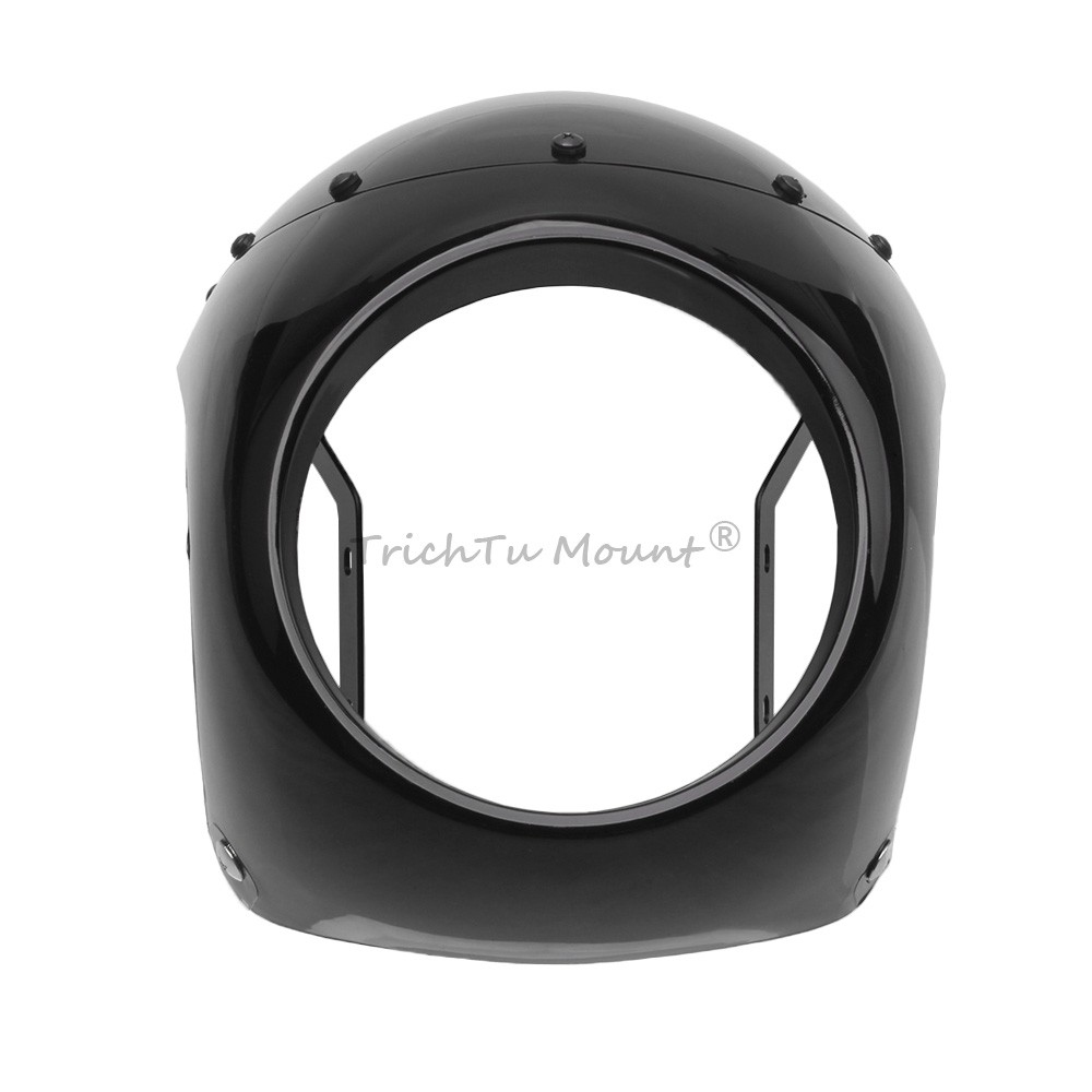 Gloss Black 7″ Round Headlight Windshield Fairing Cover Fit For Cafe Racer Honda