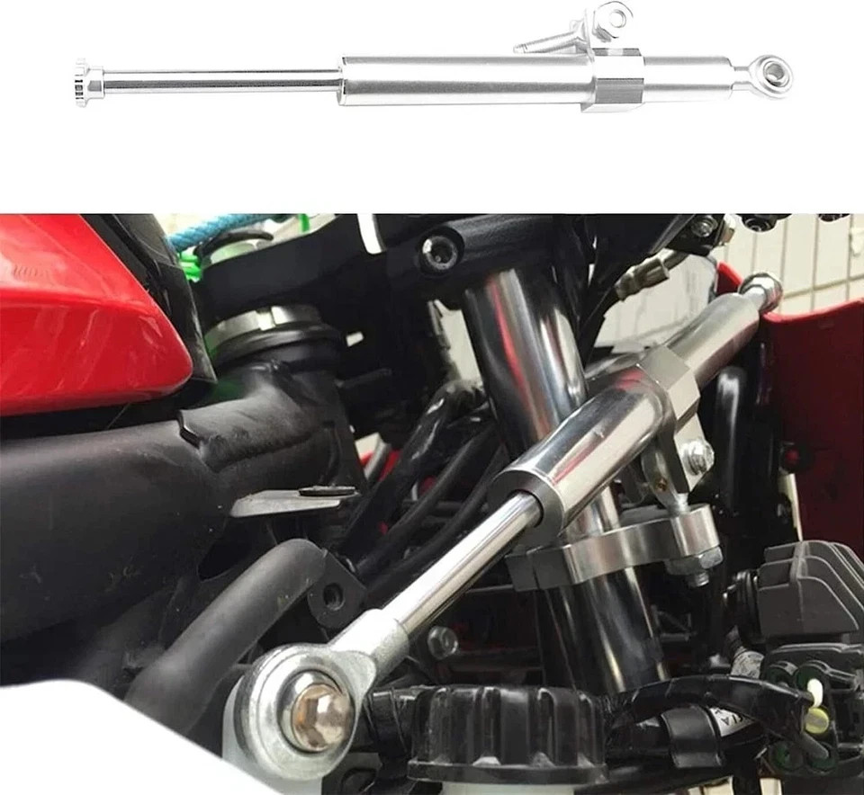 Universal Motorcycle Steering Damper Stabilizer, 13″ Aluminum Adjustable