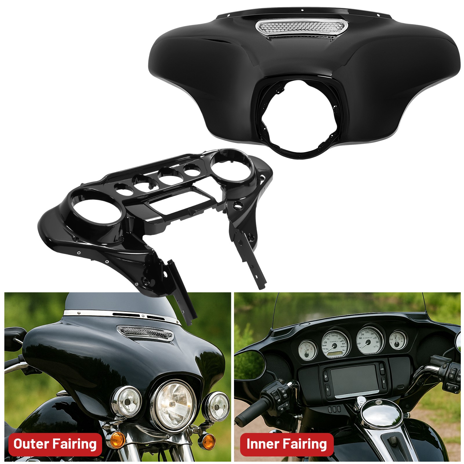 Inner & Outer Batwing Fairing For Harley Electra Street Glide FLHT FLHX 14-24