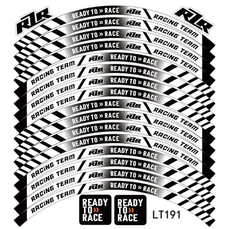 KTM Duke RC Rim Sticker Decals Set Front & Rear 17″ White & Black