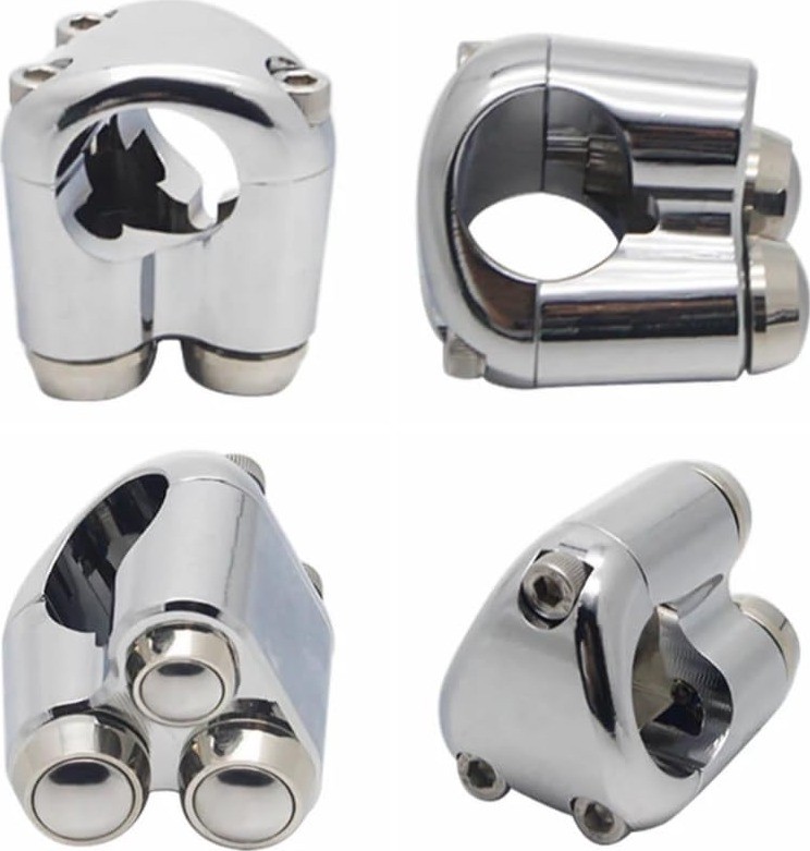 Chrome 3 Button Hand Control Momentary Switch Micro for 1Inch 25mm Bar Handlebar