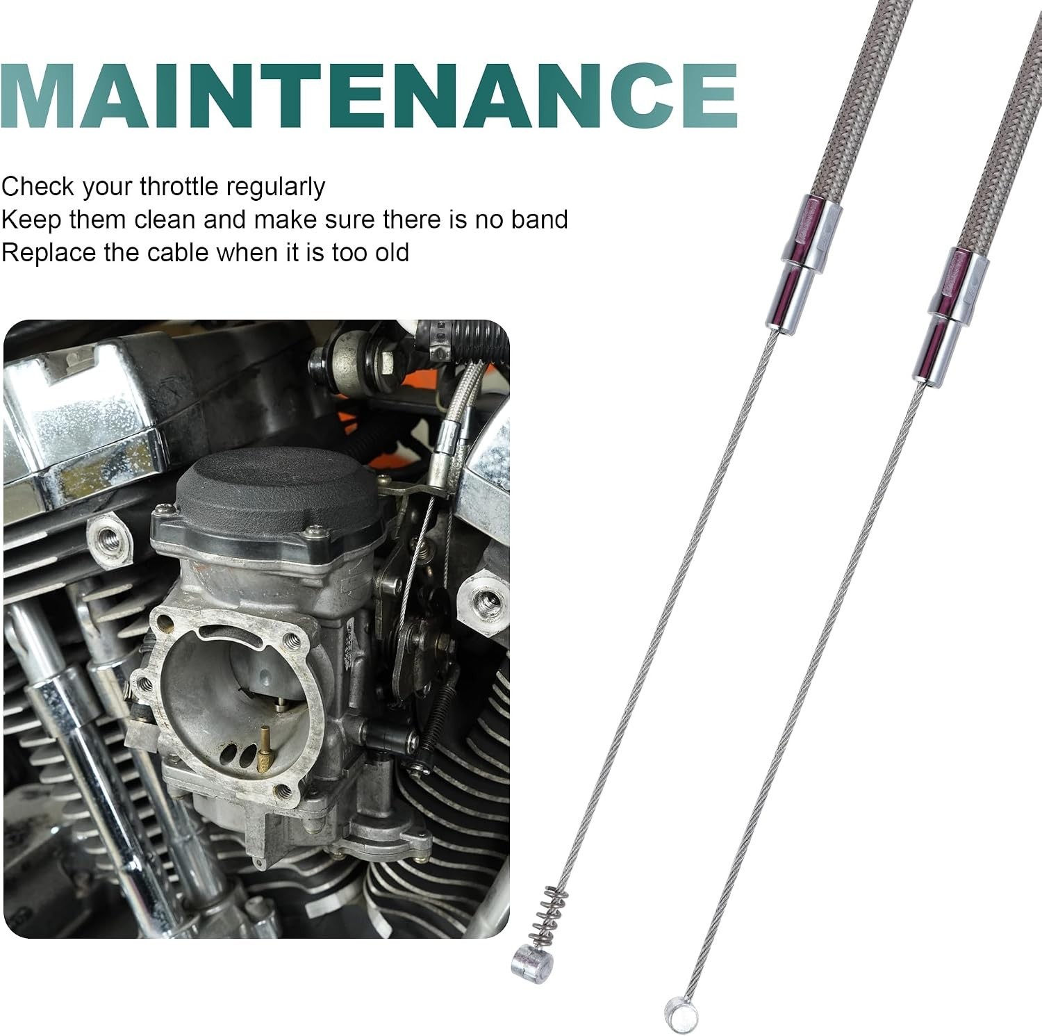 Harley Throttle Idle Cables 45.26″ Stainless Steel Braided 2000-2006 Touring