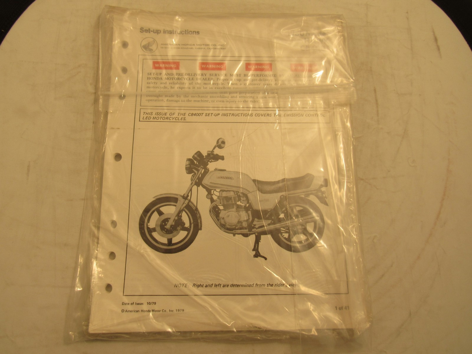 1980 HONDA CB400T GENUINE OEM SET UP INSTRUCTIONS