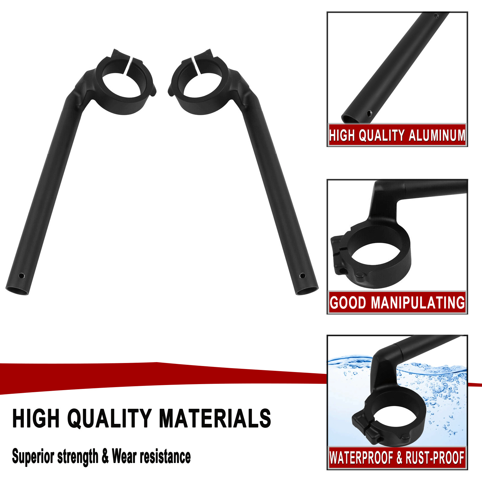 Left & Right Clip-on Handlebars For Honda CBR650R CBR 650 R 2019-2024 Black