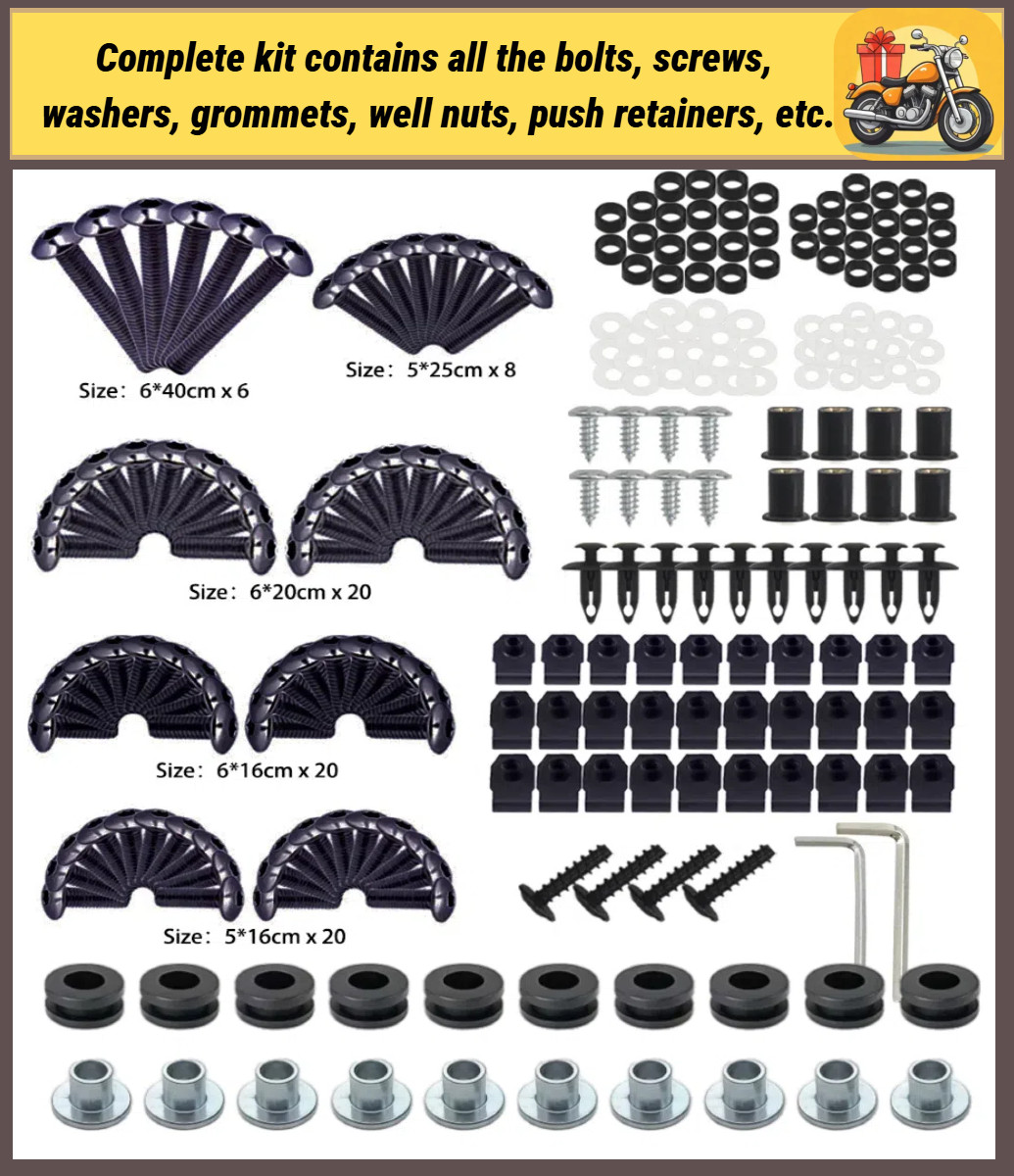 Black Complete Fairing Bolt Kit Bodywork Screws Set for Yamaha 2008-2016 YZF R6