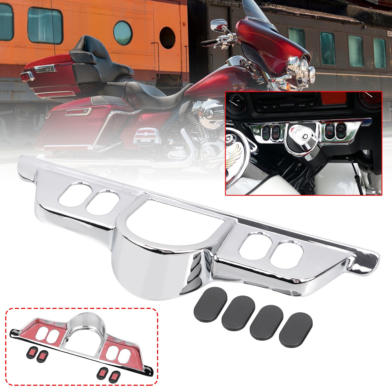 Chrome Dash Switch Panel For Harley Touring Electra Glide FLHTK Ultra Classic