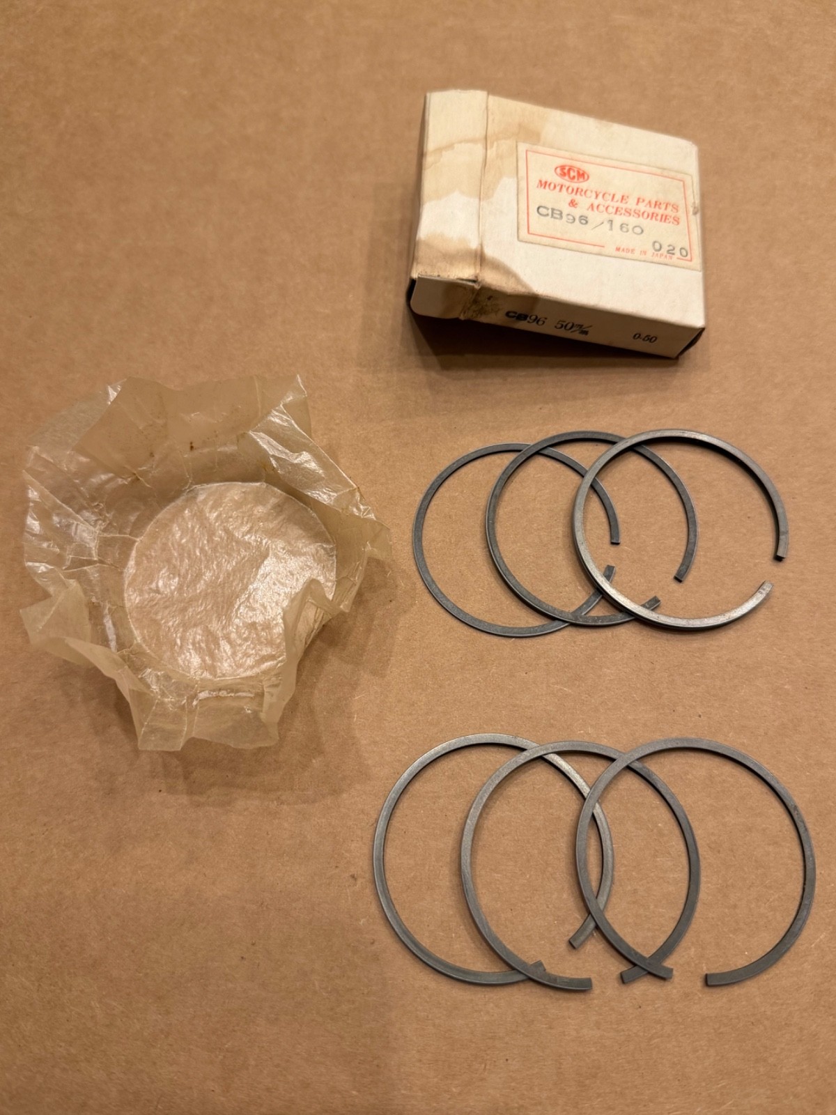 Honda SCM NOS Piston Ring Set Kit 0.50mm O/S CB96 CB160 (QTY-1)