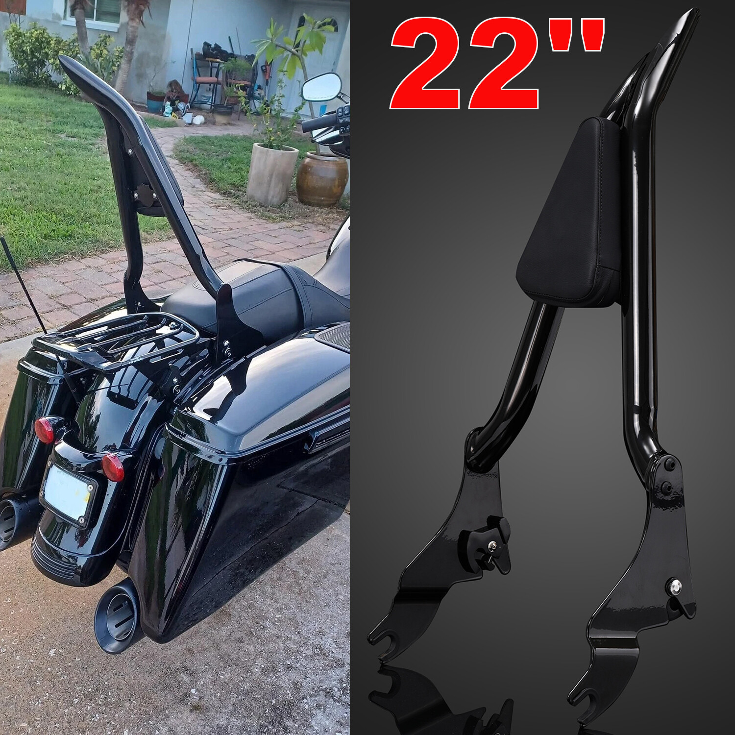 For Harley Touring Electra Street Glide 1997-08 Detachable Backrest Sissy Bar US