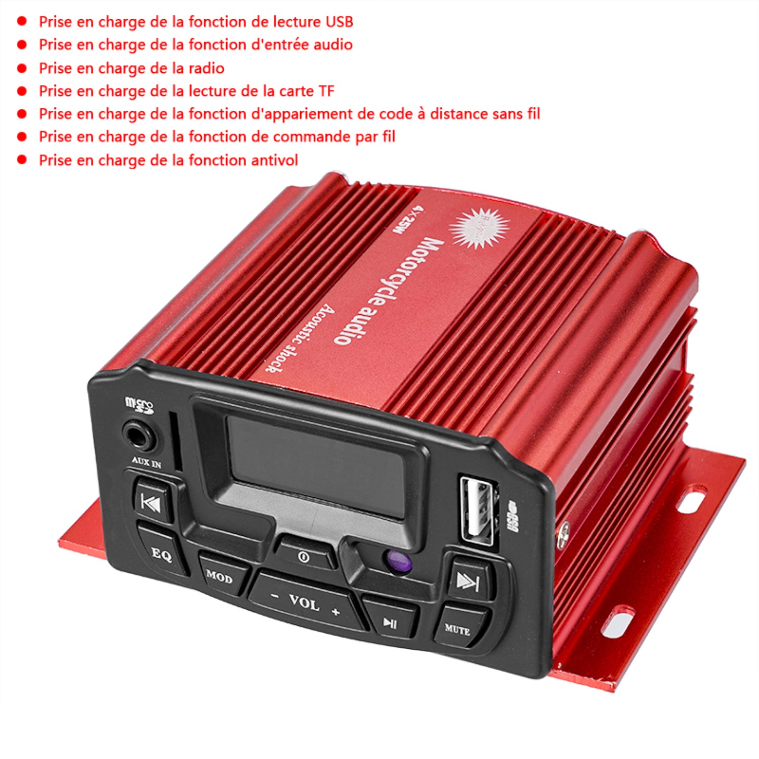 Bluetooth Motorcycle Audio Speakers Kit 4 Wheeler Stereo ATV AUX System FM Radio