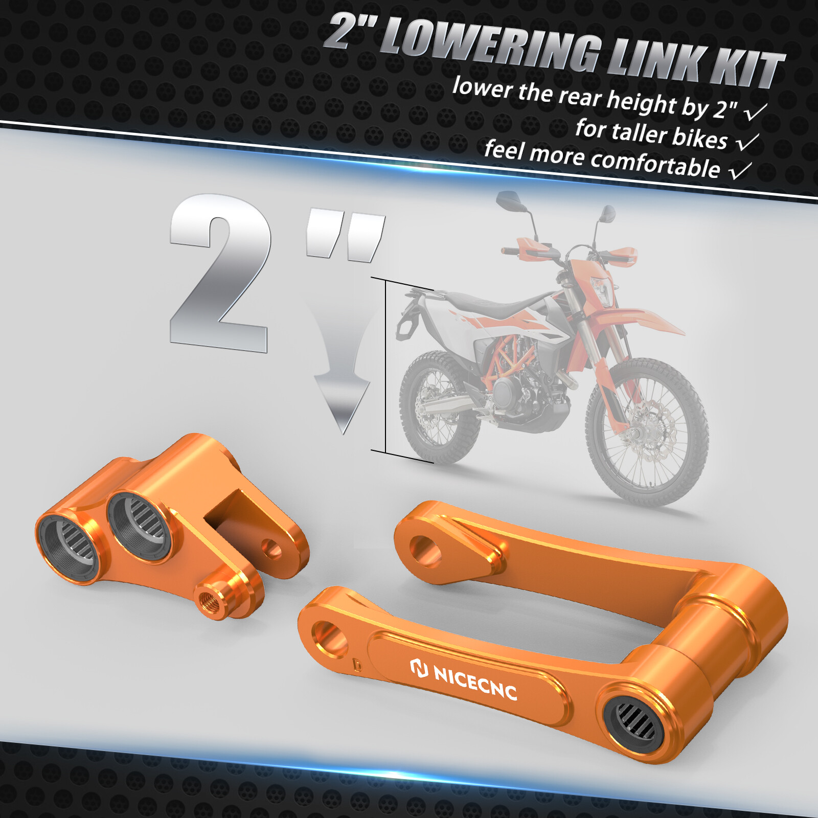 NICECNC For 2019-2024 KTM 690 Enduro/R 690 SMC R 2″ Suspension Lowering Link Kit