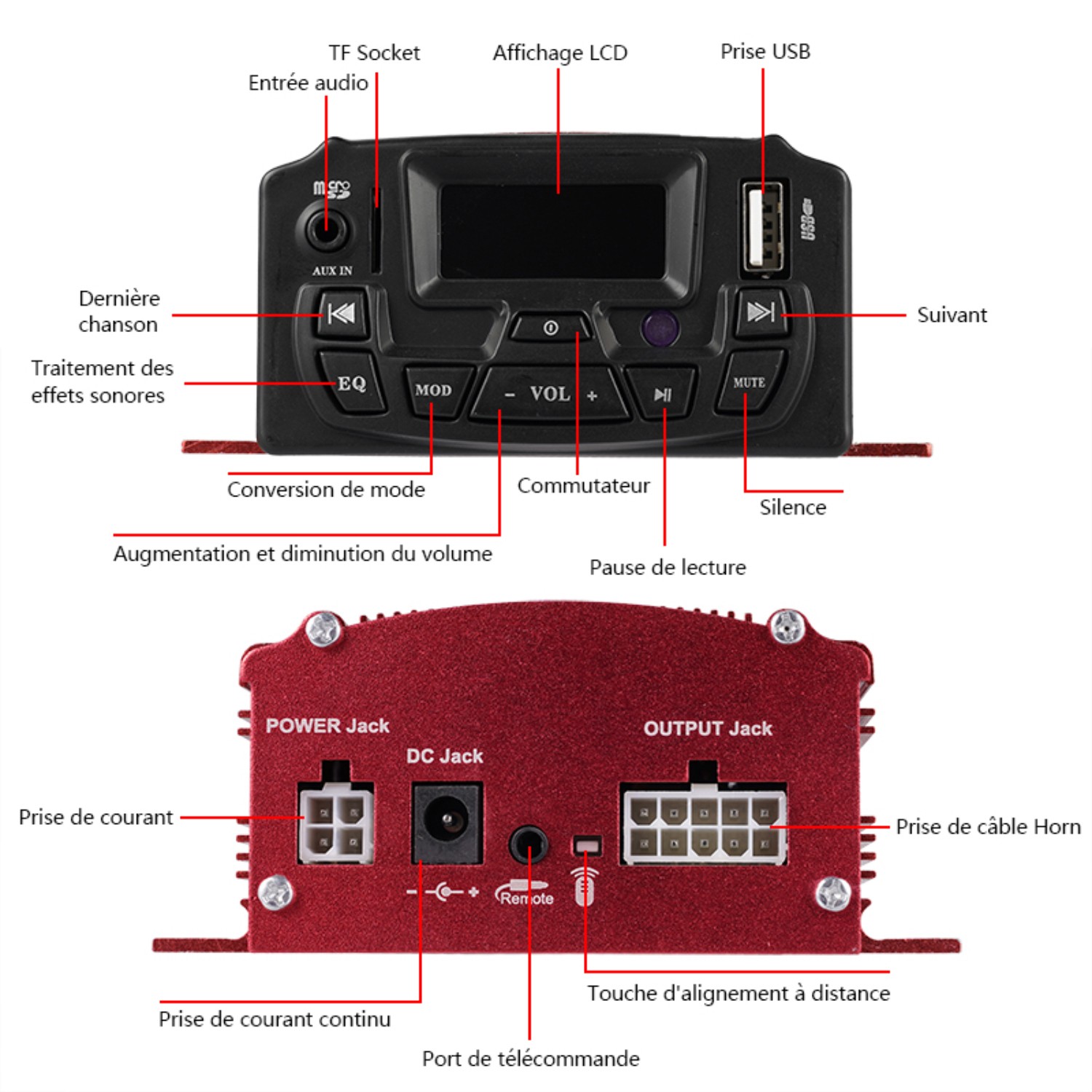 Bluetooth Motorcycle Audio Speakers Kit 4 Wheeler Stereo ATV AUX System FM Radio