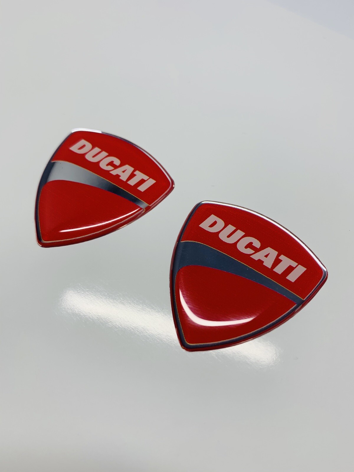 (2)1.5″x1.5″ Ducati Red Motorcycles Big Bike Helmet 3D Decal Raised Domed Emblem