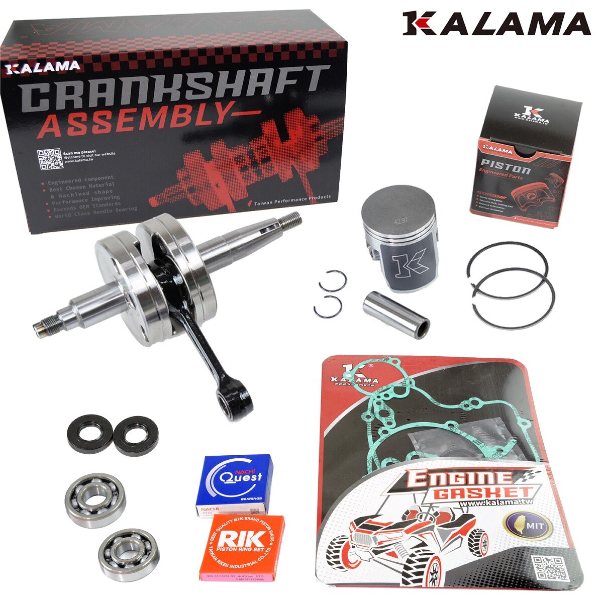 KAWASAKI KX60 ENGINE REBUILD KIT, CRANKSHAFT, PISTON, GASKETS 86-03
