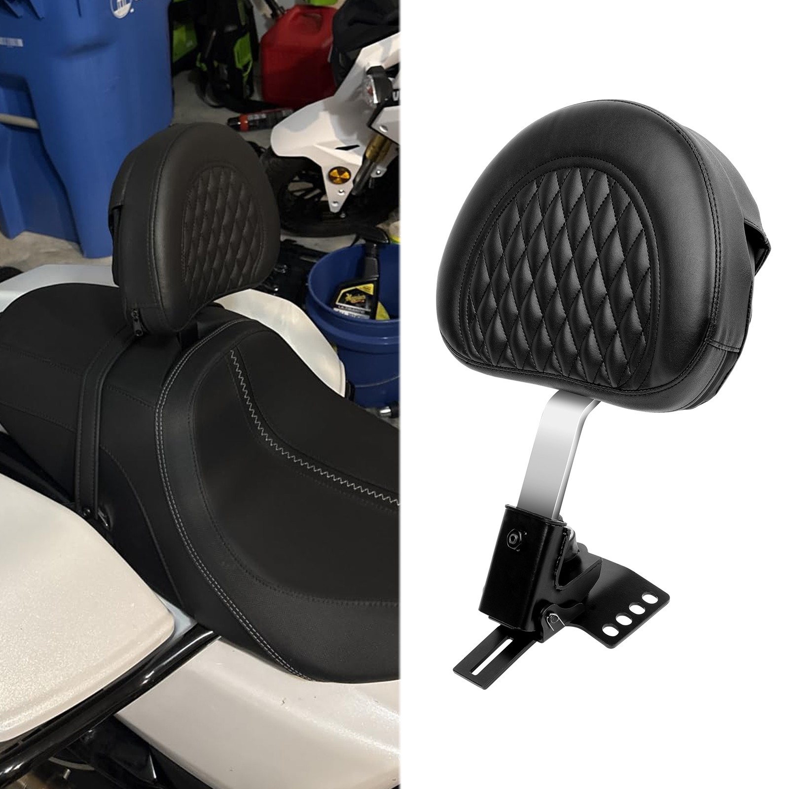Plug-In Driver Rider Backrest Pad For Harley Touring Road Glide King 1997-2025