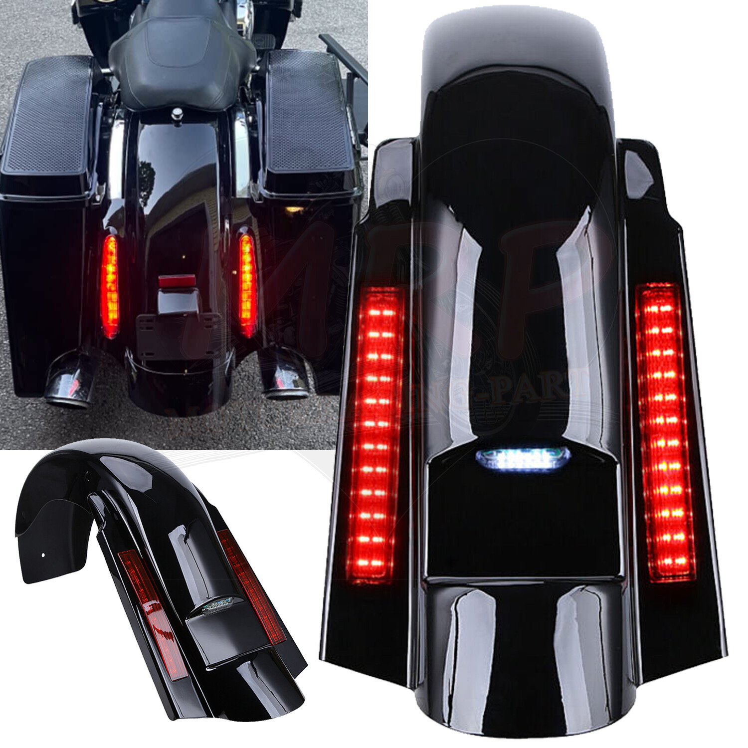 CVO Style Rear Fender System W/LED For Touring 1993-2008 Road King Street Glide