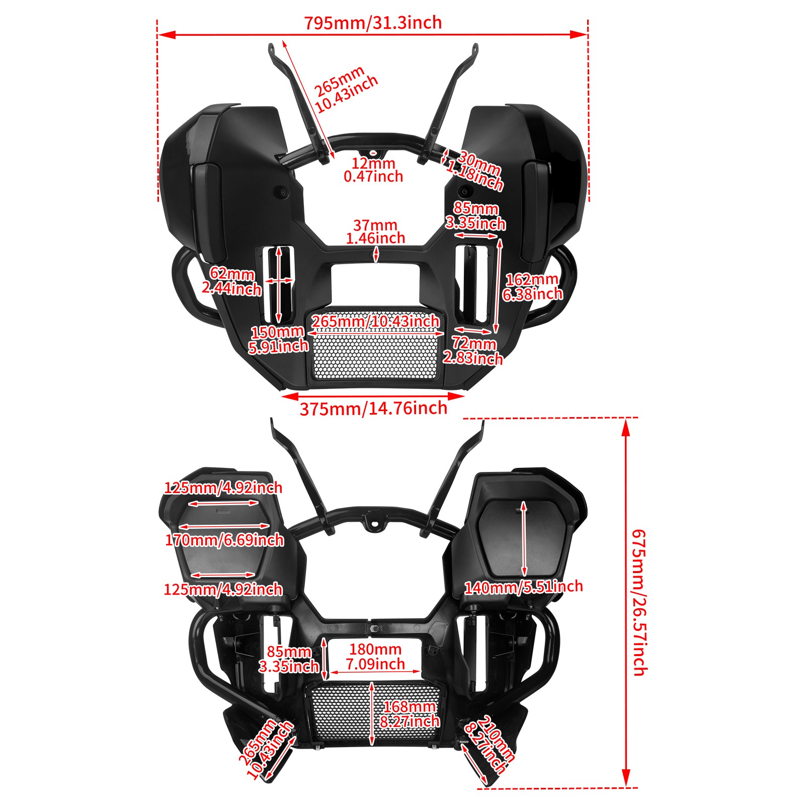Engine Spoilers Guard Lowers Crash Bar Support Set For Harley Street Glide 24-Up
