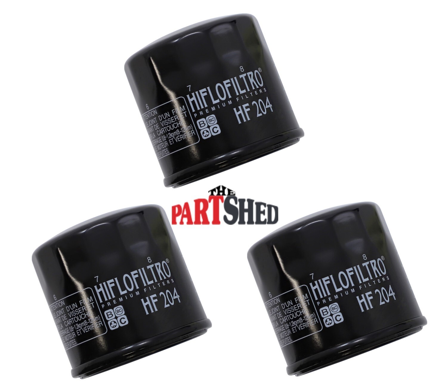 Hiflofiltro 3 Pack Oil Filter HF204 Black Honda Kawasaki Suzuki Triumph Yamaha