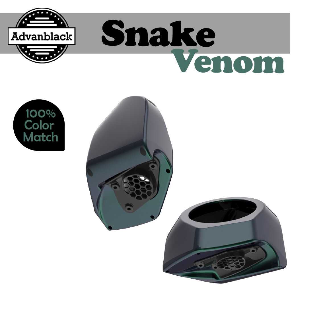 Advanblack 6.5 inches Speaker Pods SNAKE VENOM Fits Harley King Tour Pack