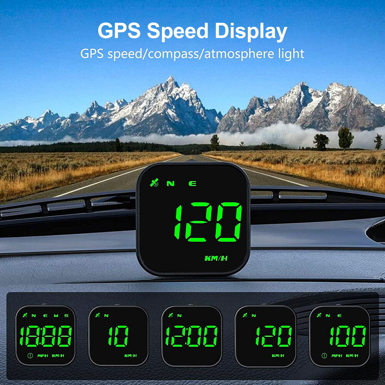 Universal Car HUD Digital GPS Speedometer Head Up Display MPH Overspeed Alarm US
