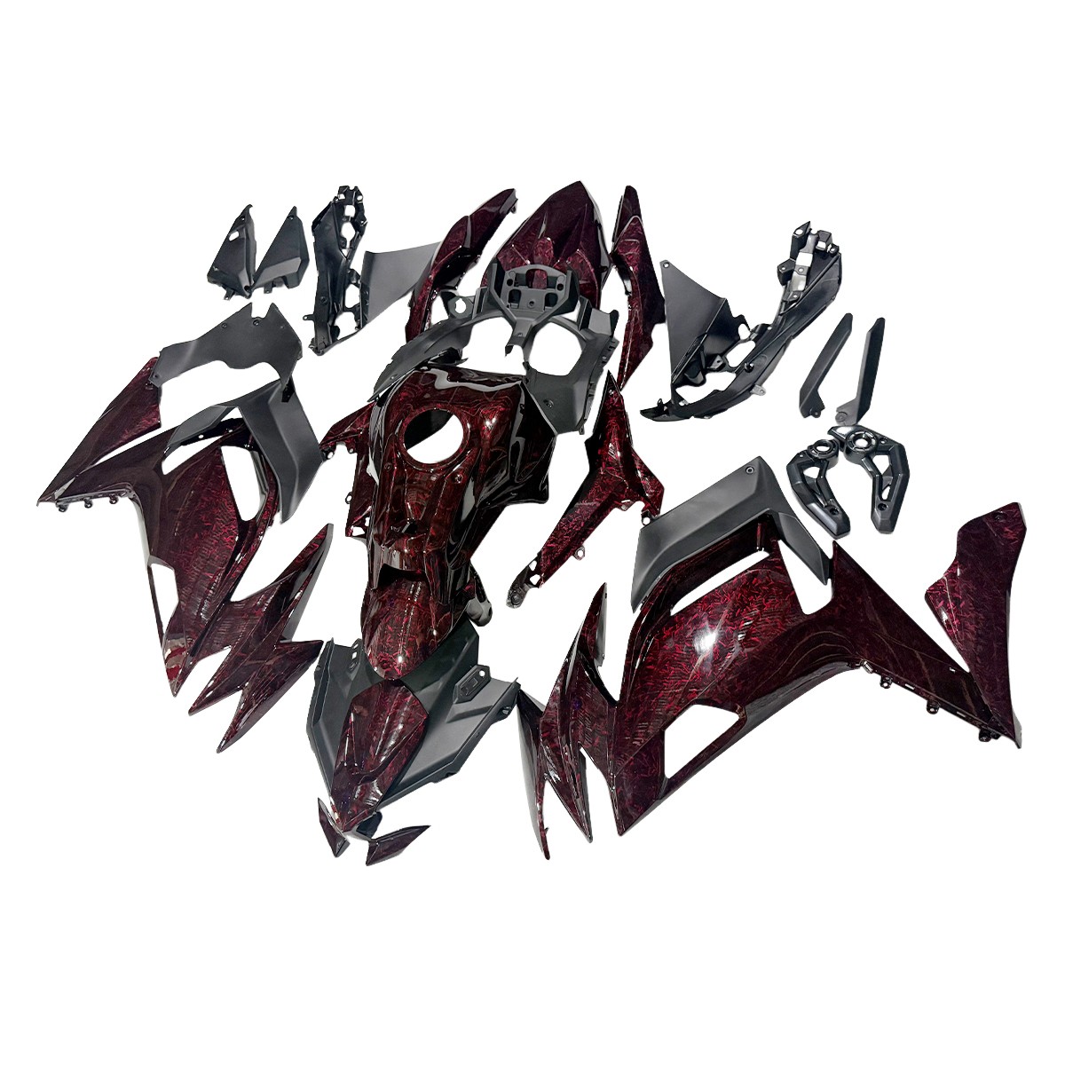 Red Forged Pattern Fairing for Kawasaki ER-6F Ninja 650R 2017 2018 2019 Bodywork