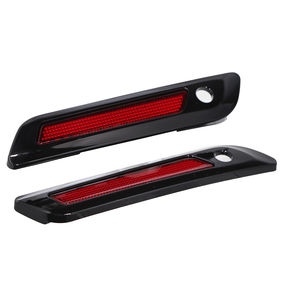 Black Hard Saddlebag Latch Cover&Red Reflectors For Harley Touring 2024 25 26