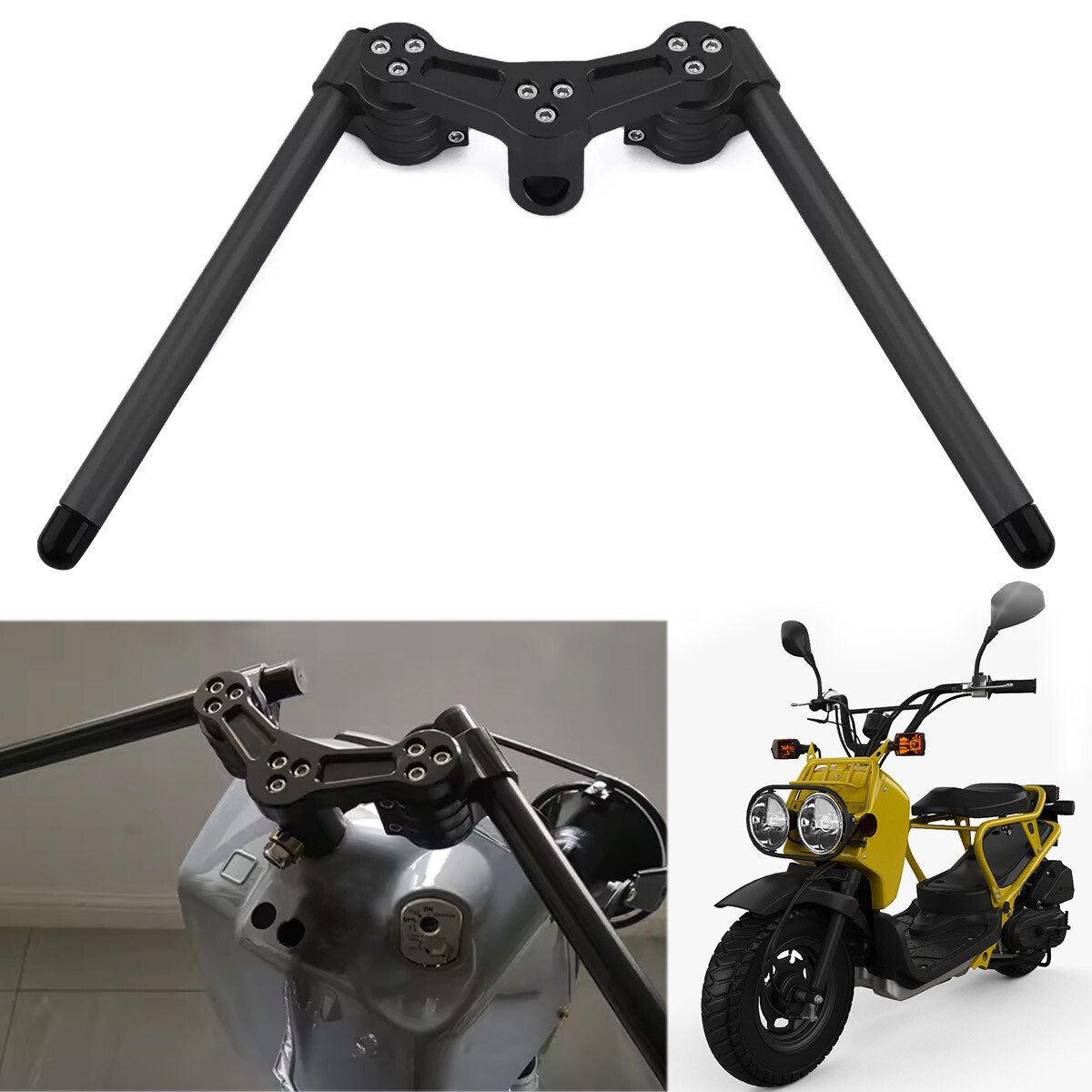 7/8″ 22mm Billet Handlebars Handle Bars For Honda Ruckus 50 Zoomer NPS50 Black