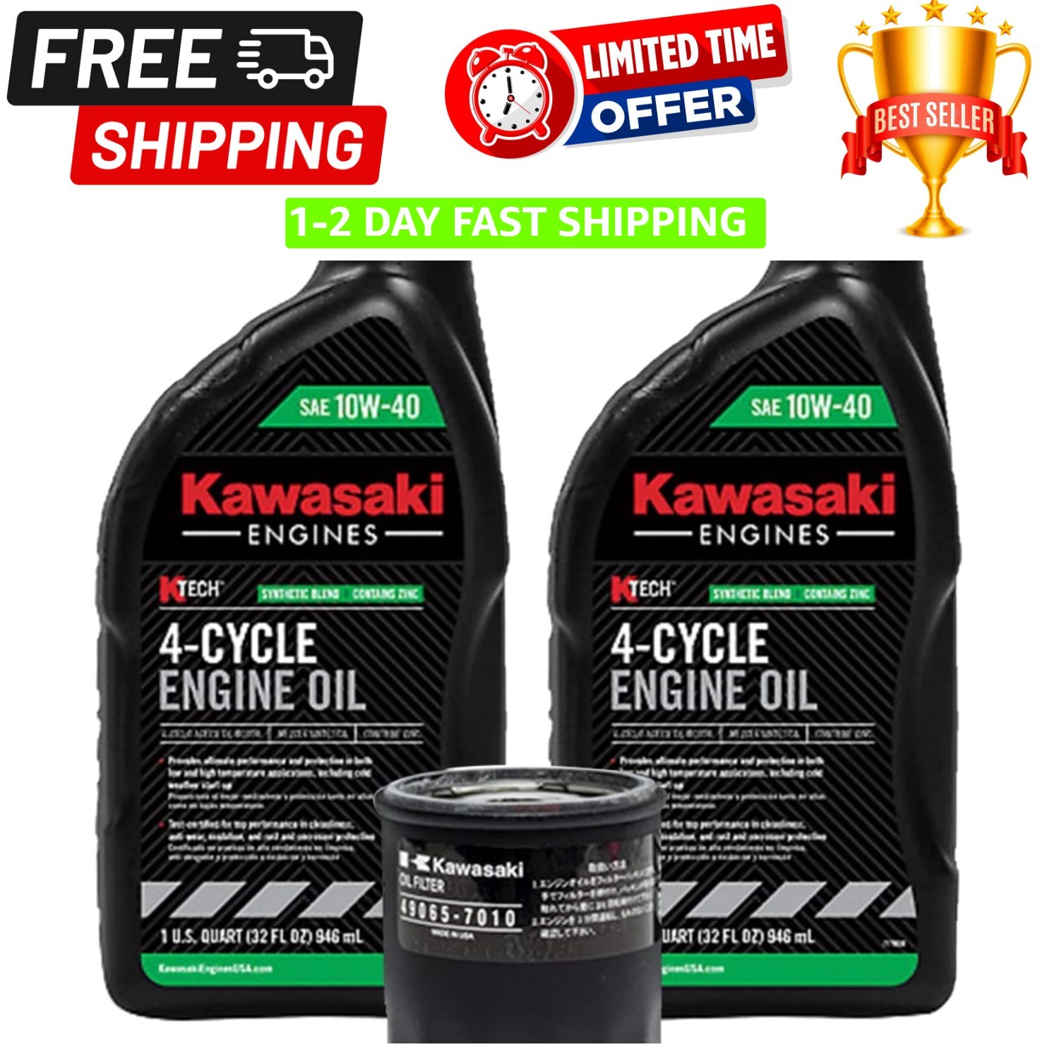 Essential 10W-40 Oil Change Kit with Oil Filter – Supports Motorcycle & ATV Care