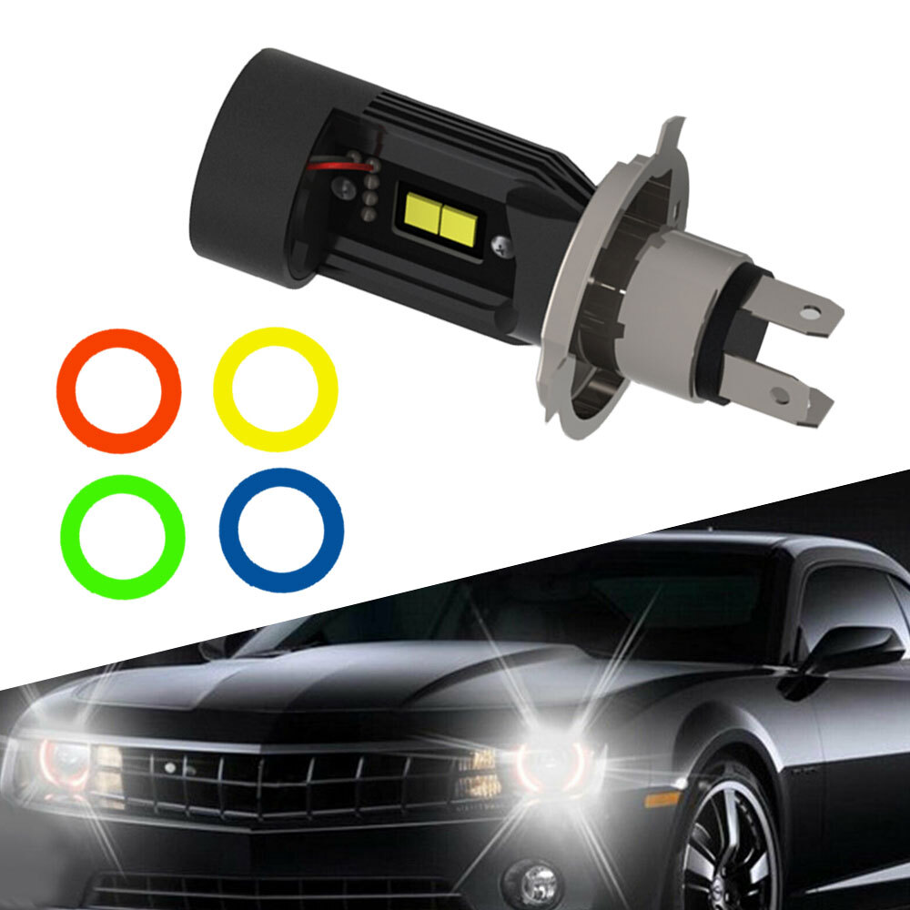 5in1 12/24V Angel Eye LED H4 HS1 P43T Car Headlight Light Motorcycle Lamp Bulb