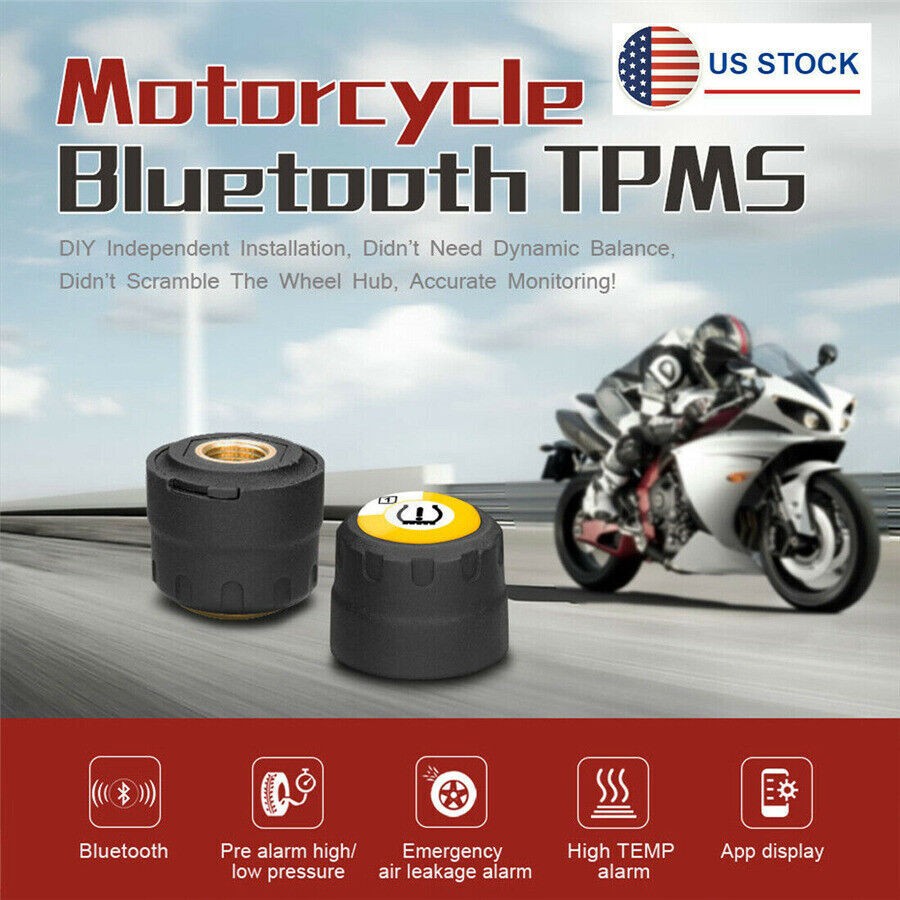 TPMS Bluetooth 5.0 Tire Pressure Monitor System 2 External Sensor for Motorcycle