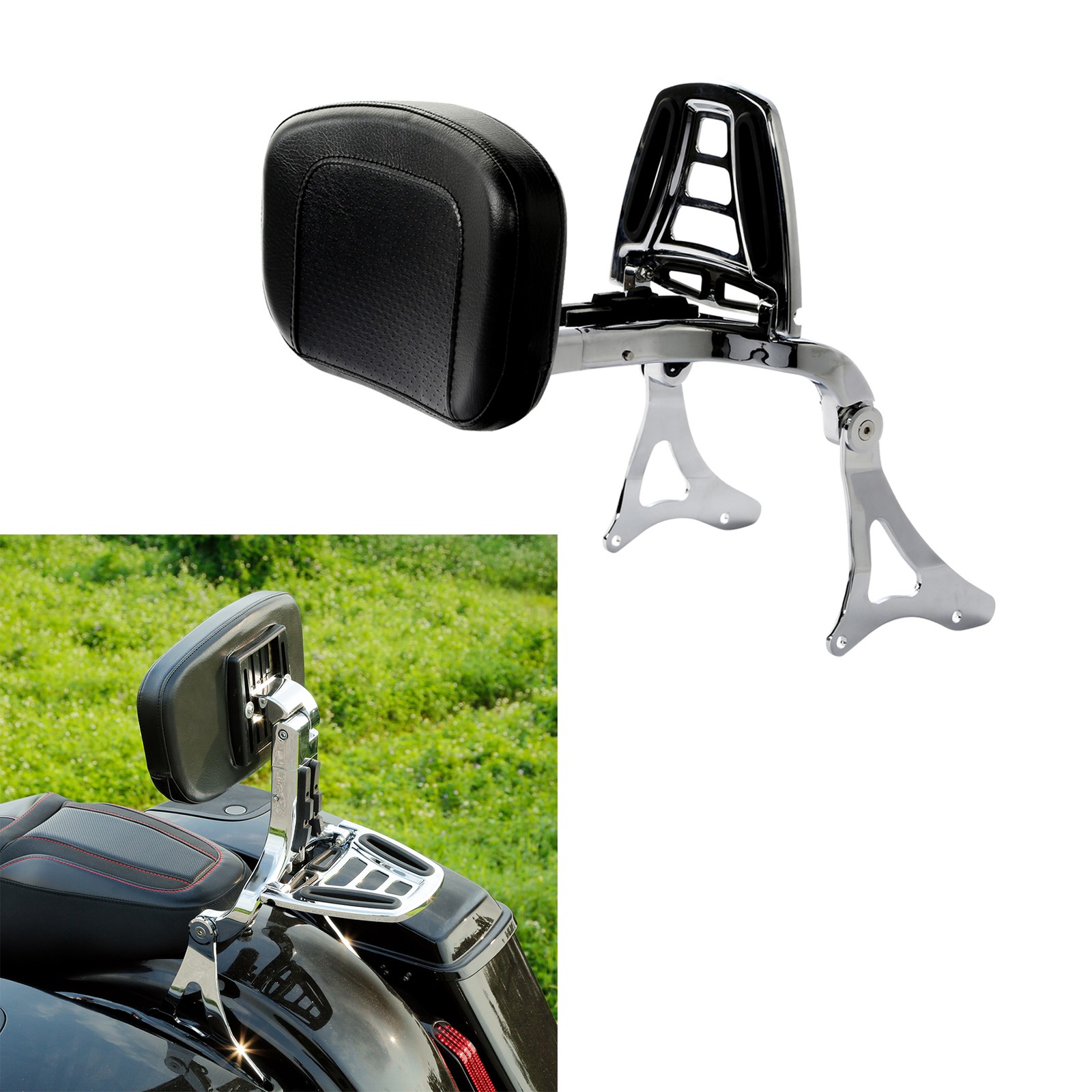 Multi Purpose Driver Passenger Backrest Pad Fit For Harley Street Glide 14-25 23