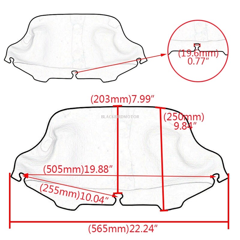 6/8″ Wave Windshield Windscreen For Harley Touring Electra Street Glide 96-2013
