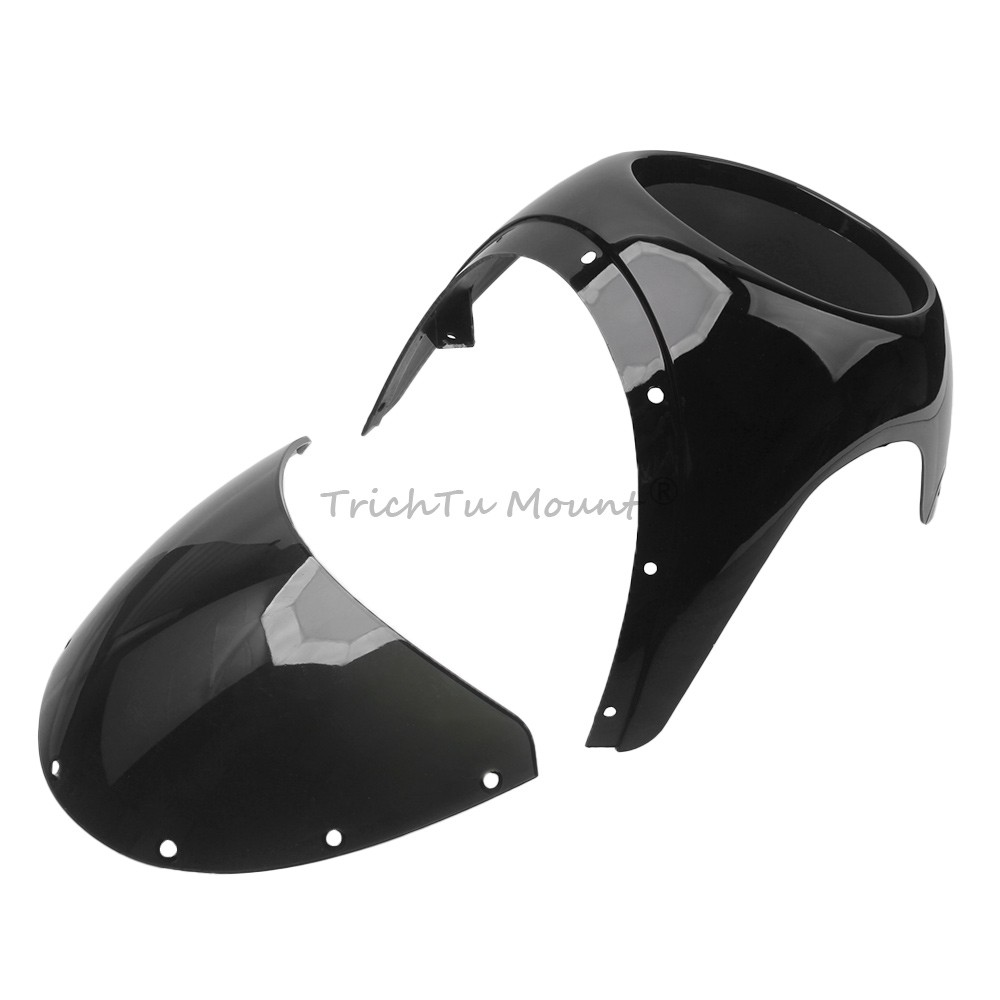 Gloss Black 7″ Round Headlight Windshield Fairing Cover Fit For Cafe Racer Honda