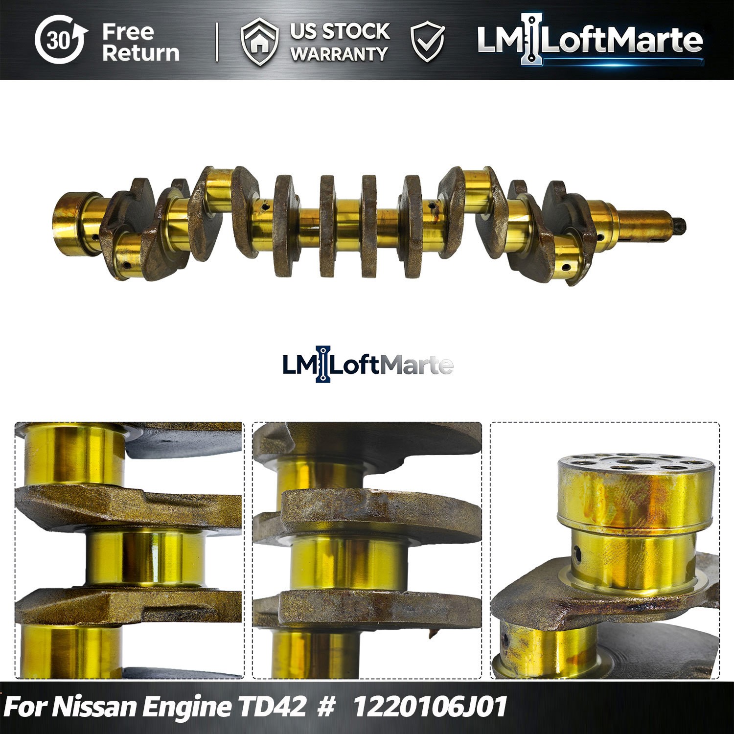 Brand New Crankshaft 12201-06J01 for Nissan Engine TD42 1 Year Warranty