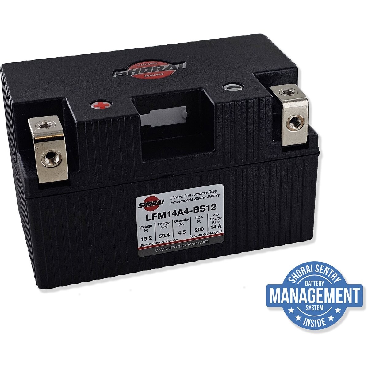 Shorai Xtreme-Rate 12-Volt LifePo4 LFX Lithium Battery – LFX14A4-BS12