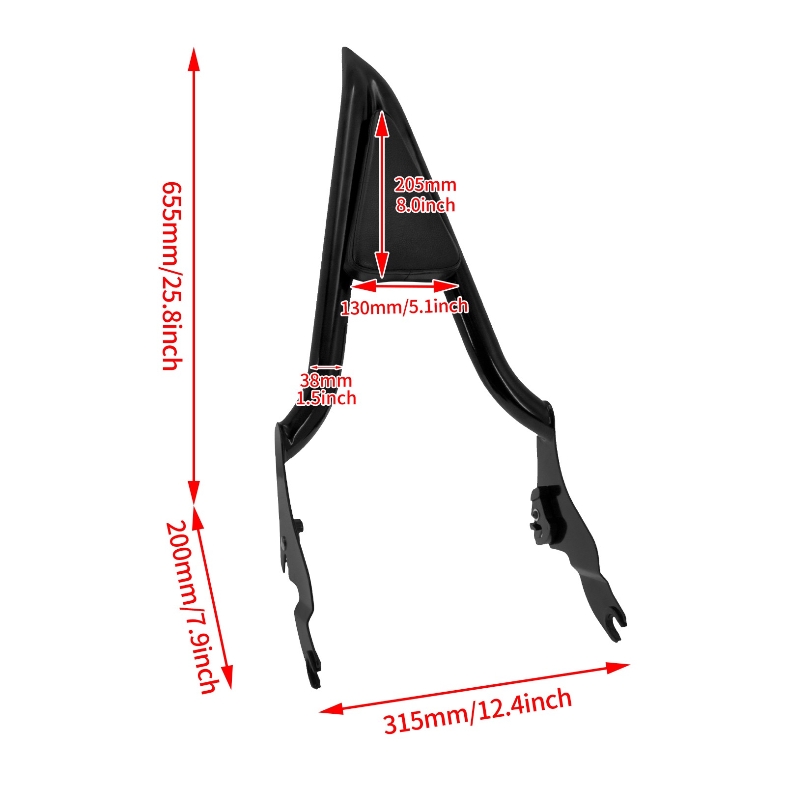 22″ Passenger Backrest Sissy Bar For Harley Touring Road King Glide 2009-2023