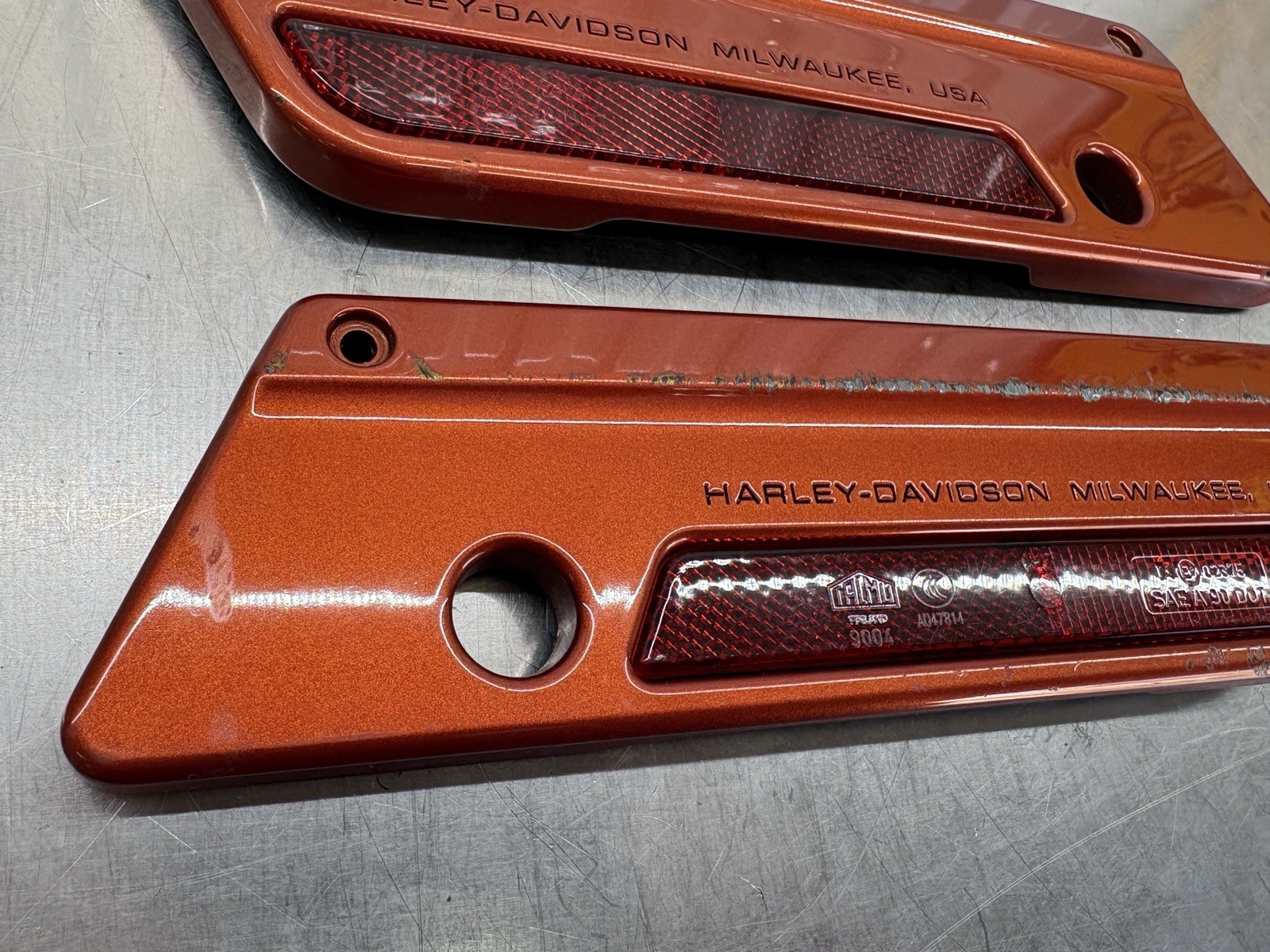 Harley Davidson Saddlebag Latch Covers 90601-93A 90603-93A 2013 Candy Orange