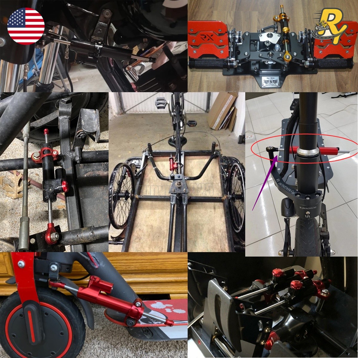 US Motorcycle CNC Steering Damper Stabilizer Adjustable Aluminum Gold Universal