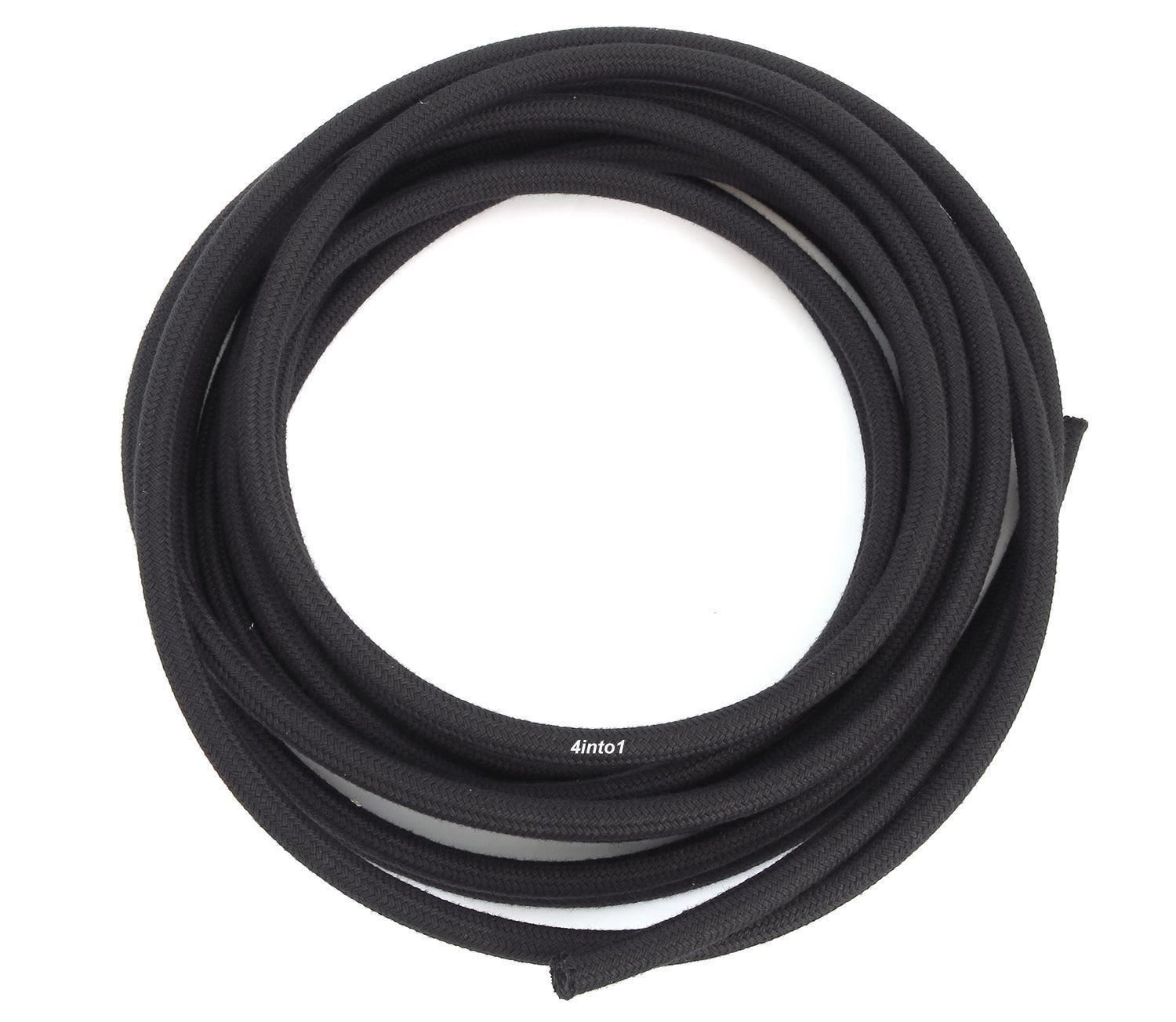 Black Motorcycle Cloth Wrapped 3/16″ (4.5mm) Fuel / Gas Line – 5′ Feet