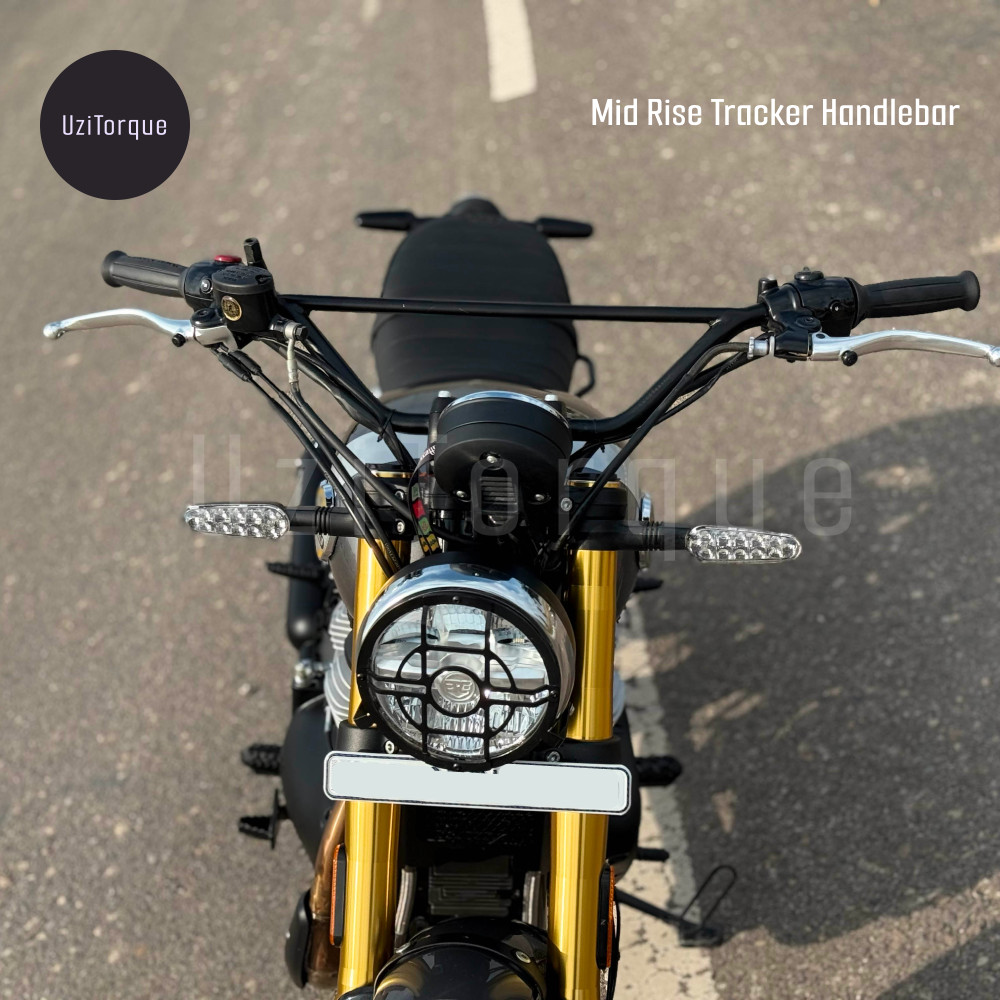 Mid Rise Tracker Handlebar Fit For RE Bear 650 (With Extended Cables) (Black)