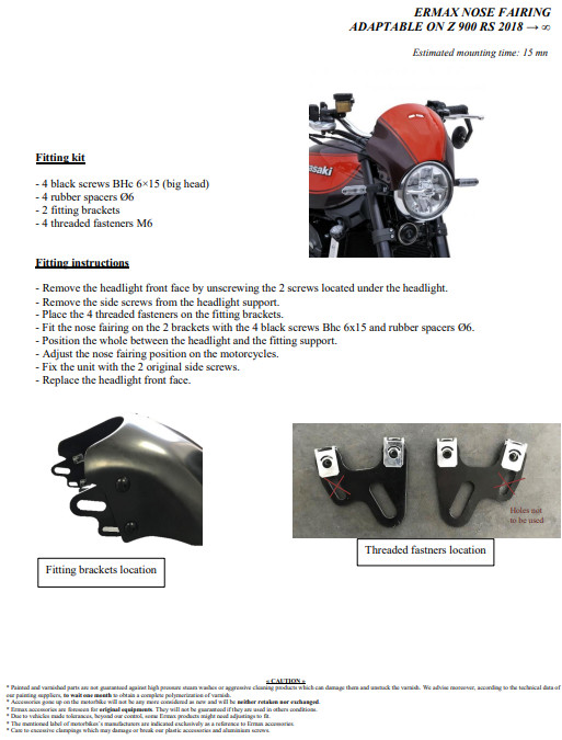 Ermax Nose Fairing Diablo Black / Imperial Red / Gold Kawasaki Z 900 RS 2023
