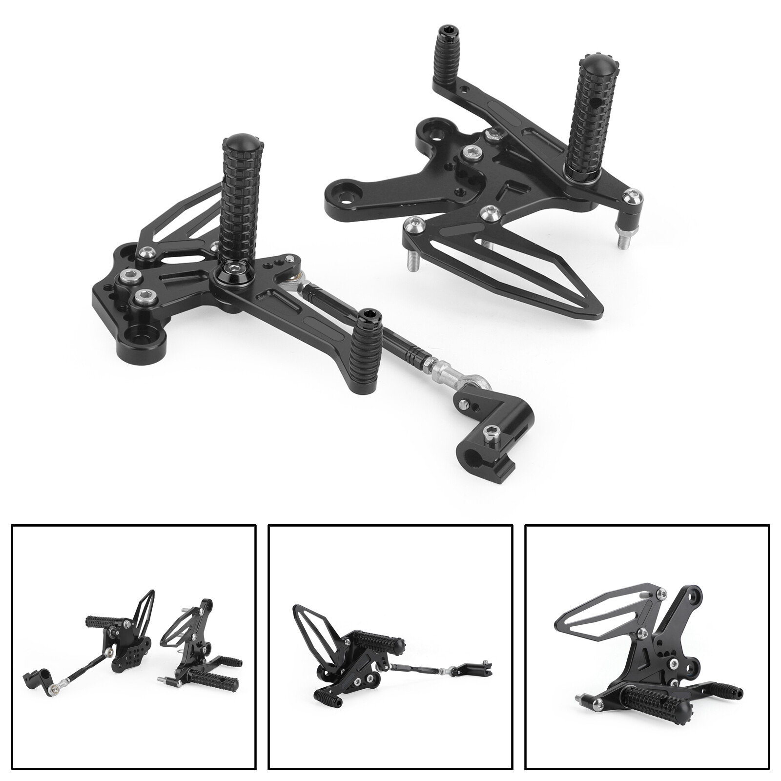CNC Aluminum Rearsets Footpegs Black For Kawasaki Z400 / Ninja 400 2018 – 2022