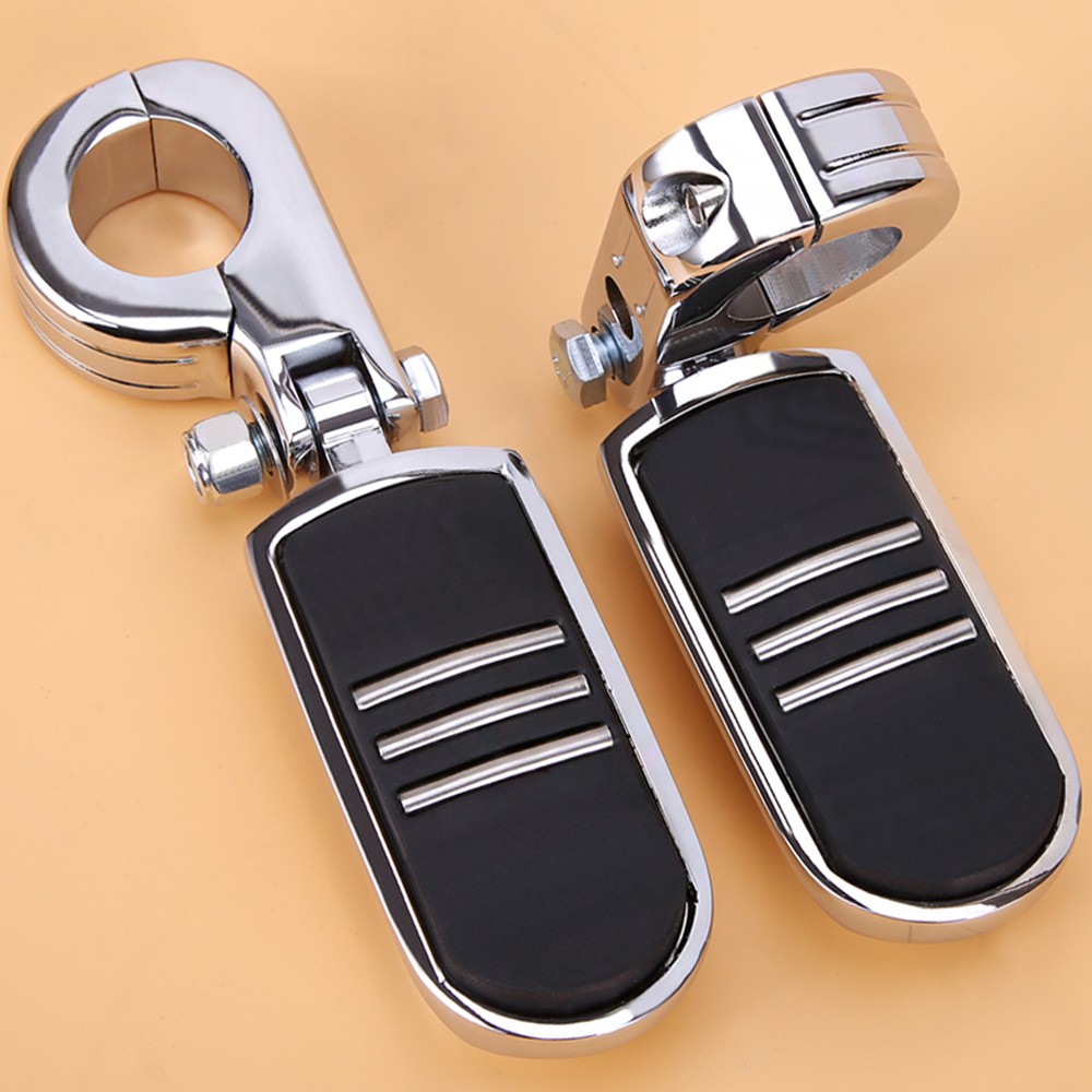Chrome 1.25″ Highway Foot Peg Mount For Harley Road King Street Glide 1-1/4″ Bar